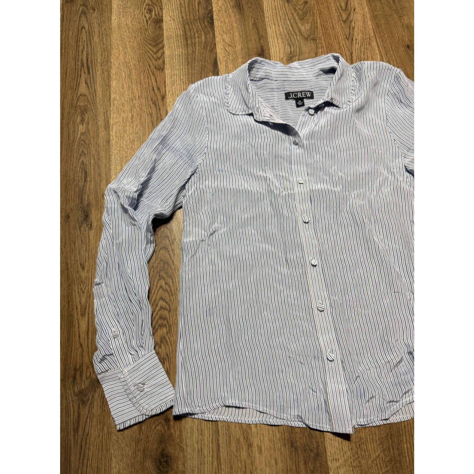 J.Crew J.CREW Shirt Womens XS Black White Blue Striped Long Sleeve Button-Up Shirt Size XS / US 0-2 / IT 36-38 - 3 Thumbnail