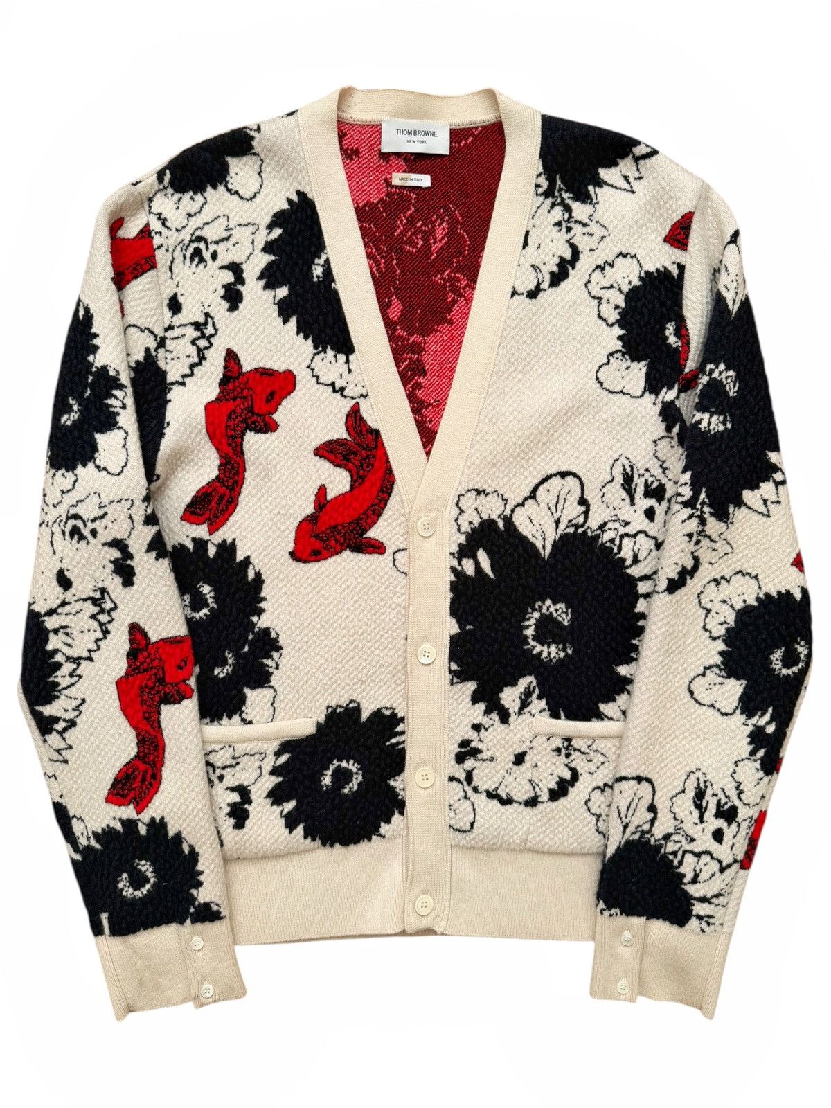 Thom Browne Textured Cashmere Koi Fish Cardigan Size US XXL / EU 58 / 5 - 1 Thumbnail