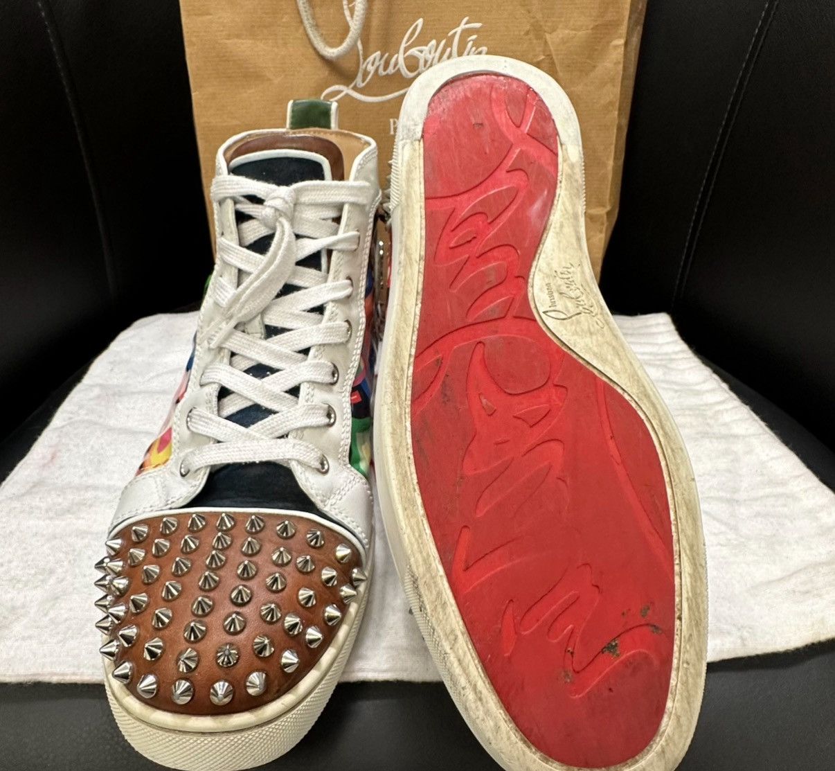 Christian Louboutin Christian Louboutin Multicolor Spiked Sneakers – original Size US 8 / EU 41 - 5 Thumbnail