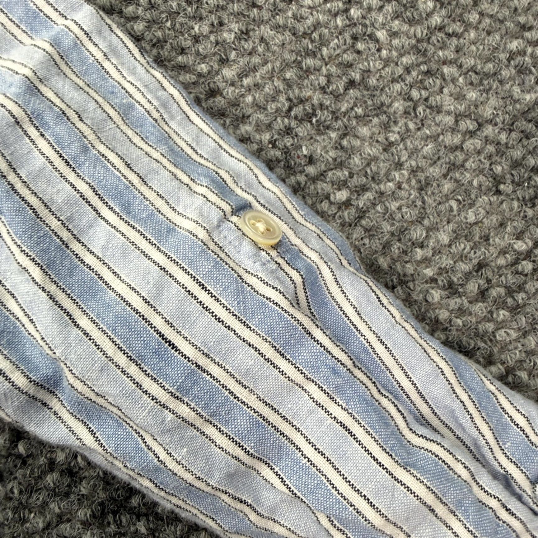 Vintage Love Linen Shirt Dress Womens XS Blue White Striped Button Front 100% Linen Size XS / US 0-2 / IT 36-38 - 6 Thumbnail