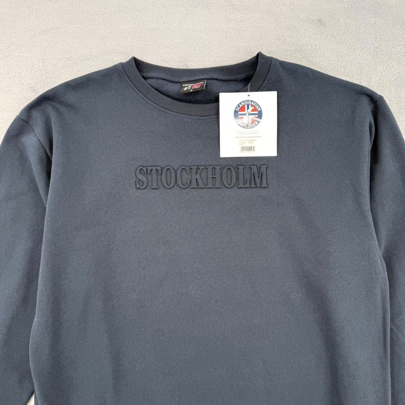 Vintage Scandinavian Explorer Sweatshirt Mens Navy Crew Neck Fleece Pullover L Size US L / EU 52-54 / 3 - 2 Thumbnail