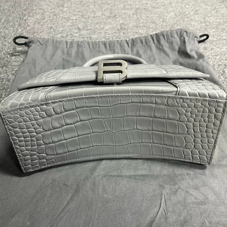 Balenciaga Balenciaga Gray Crocodile Leather Hourglass Bag-2506 Size ONE SIZE - 3 Thumbnail