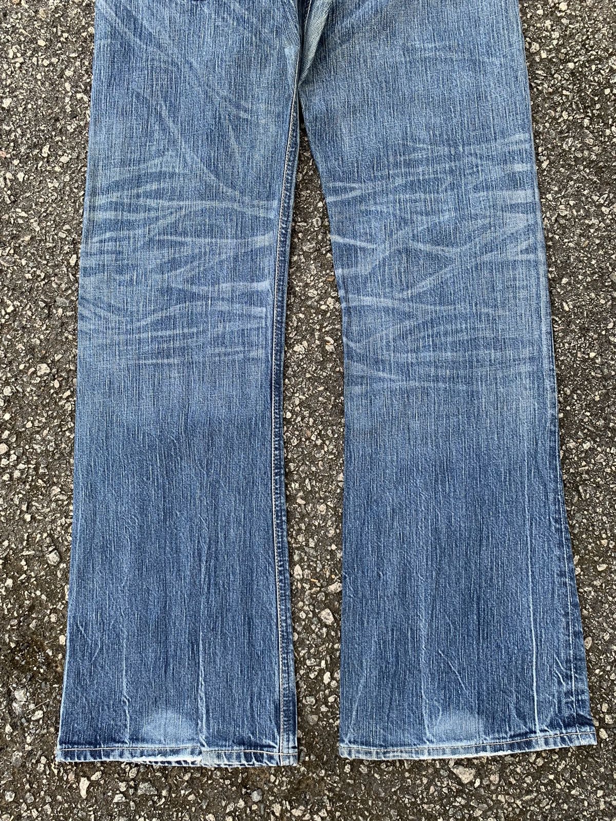 Japanese Brand FLARE💥EDWIN 503 FADED & RUSTY DISTRESSED DENIM Size US 35 - 8 Thumbnail