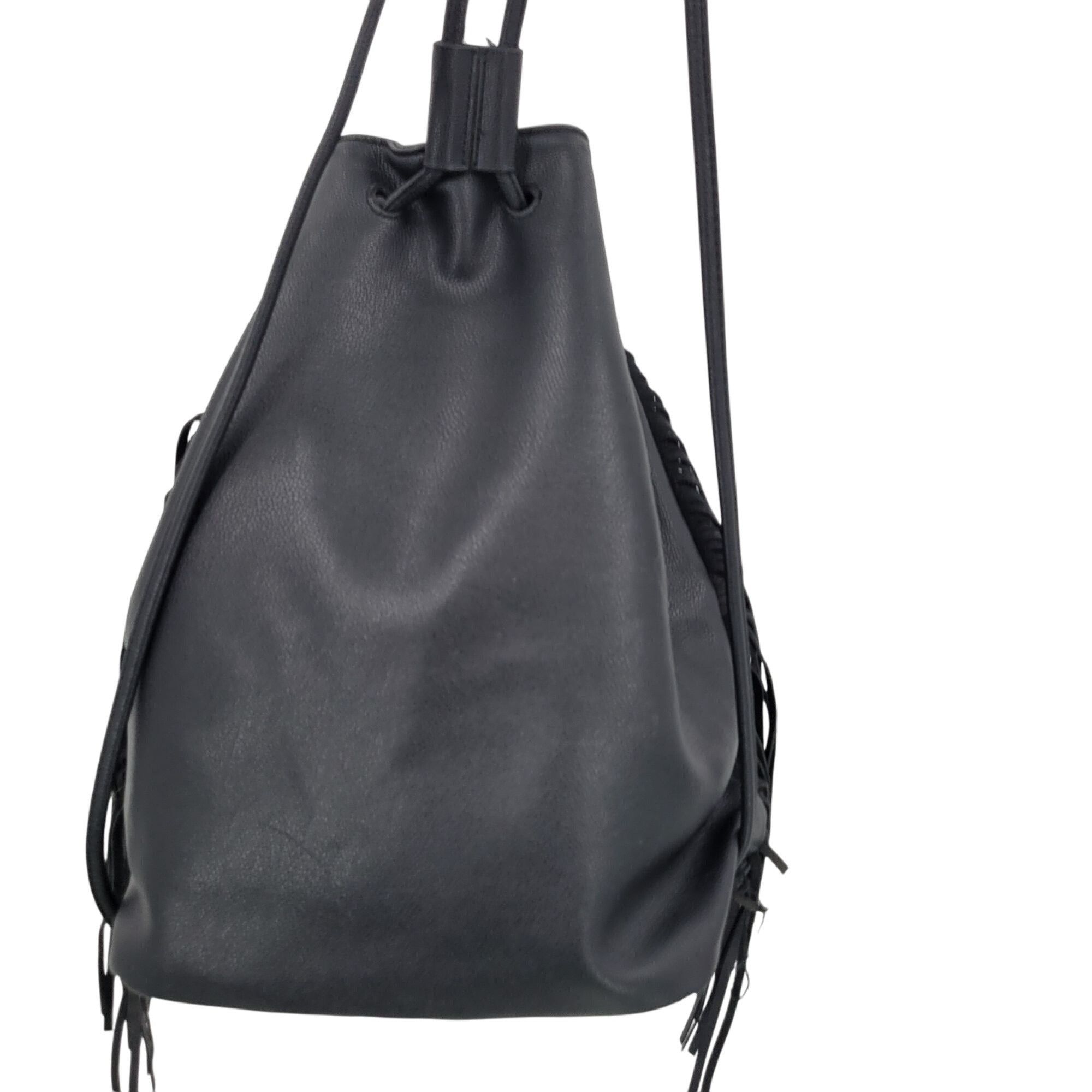 Victoria's Secret Victorias Secret Black Fringe Faux Leather Backpack Shoulder Size ONE SIZE - 4 Thumbnail