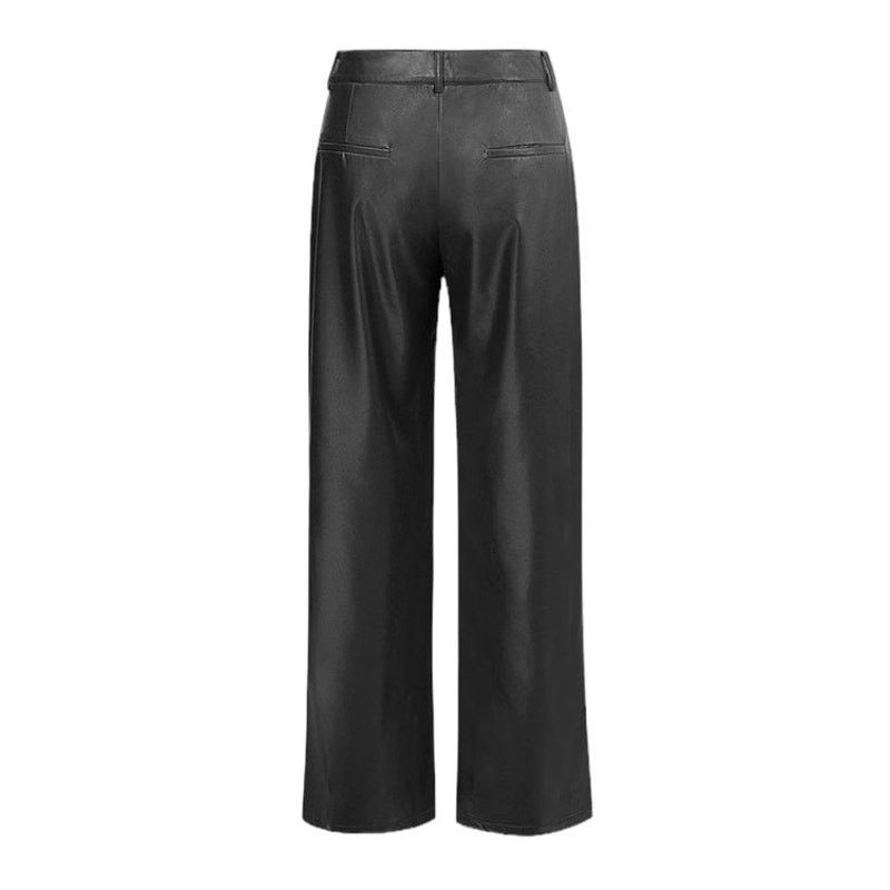 Other Large Black Faux Leather Straight Leg Casual Formal Pants Size 29" - 3 Thumbnail