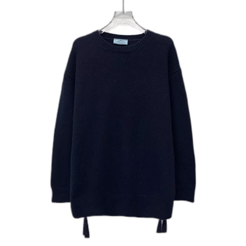 Prada Prada Navy Blue Wool Long Sleeve Sweater Size US M / EU 48-50 / 2 - 1 Thumbnail