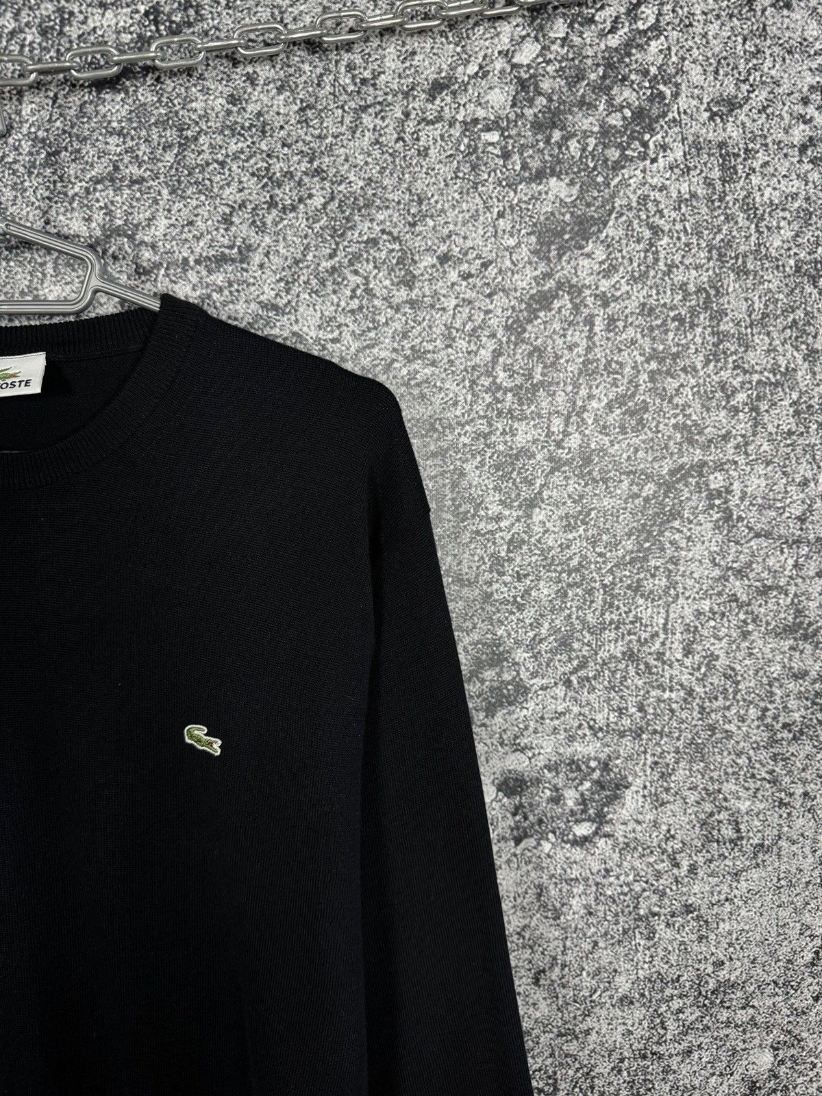 Lacoste Men’s Lacoste Crewneck Cotton Black Sweater Pullover XL Size US XL / EU 56 / 4 - 2 Thumbnail