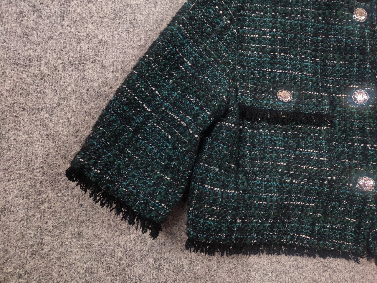 Maje Maje Frayed Cropped metallic boucle-tweed Blazer Jacket Size S / US 4 / IT 40 - 4 Thumbnail