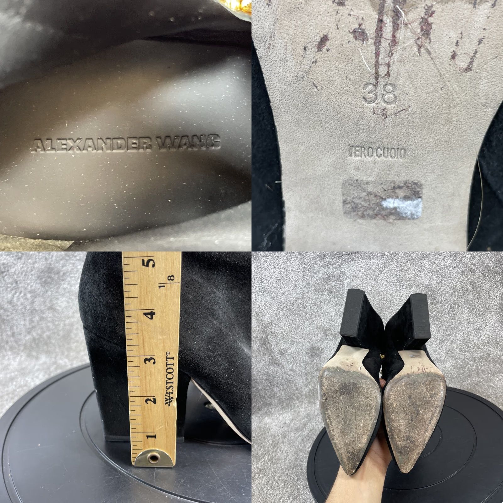 Alexander Wang Alexander Wang Black Suede Booties Women Size 38 EU 7.5 US Pointed Toe High Block Heel Ankle Zip Casual Size US 8 / IT 38 - 8 Thumbnail