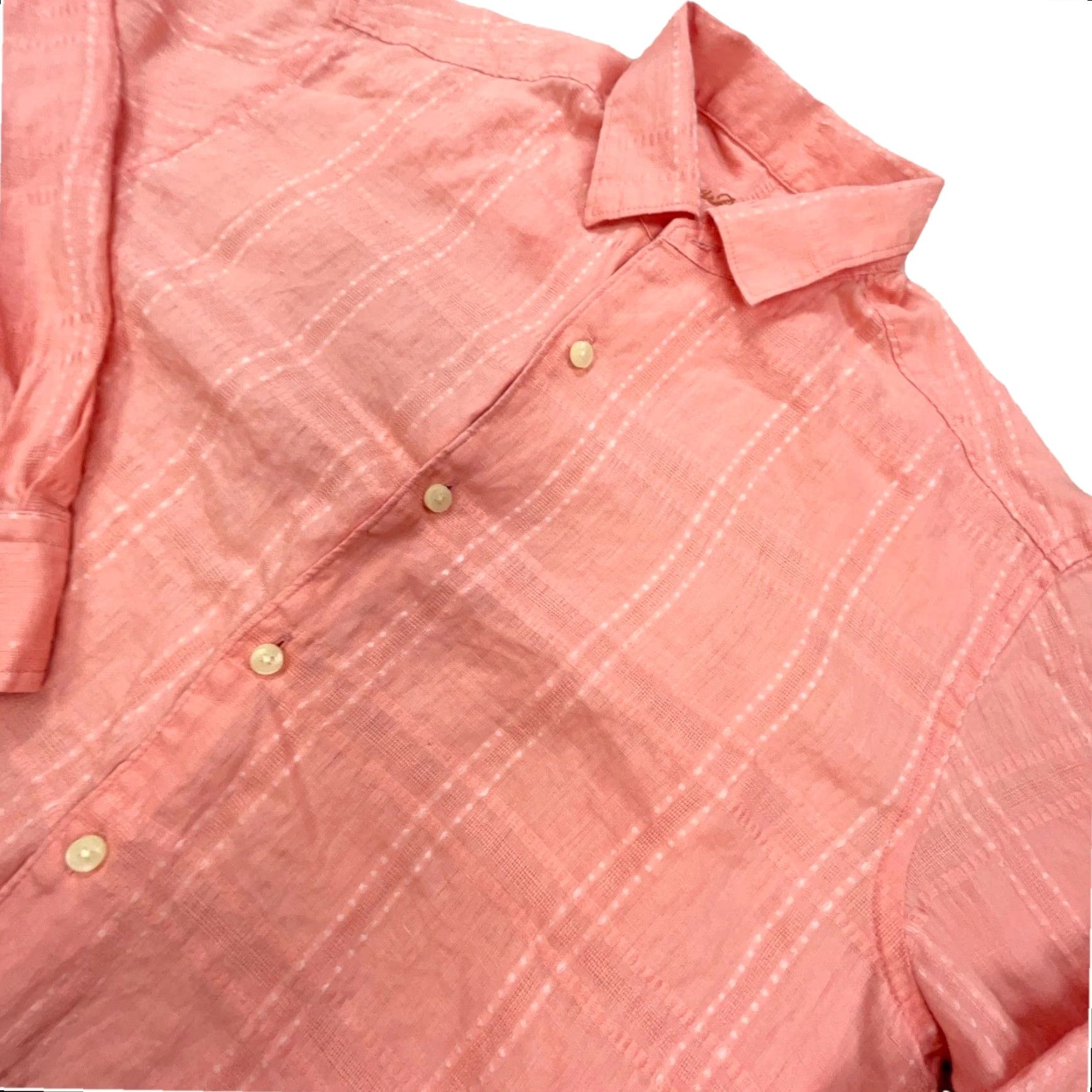 Tommy Bahama Tommy Bahama Linen Shirt Men Medium Pink Button Up Check Hawaiian Beach Adult Size US M / EU 48-50 / 2 - 2 Thumbnail