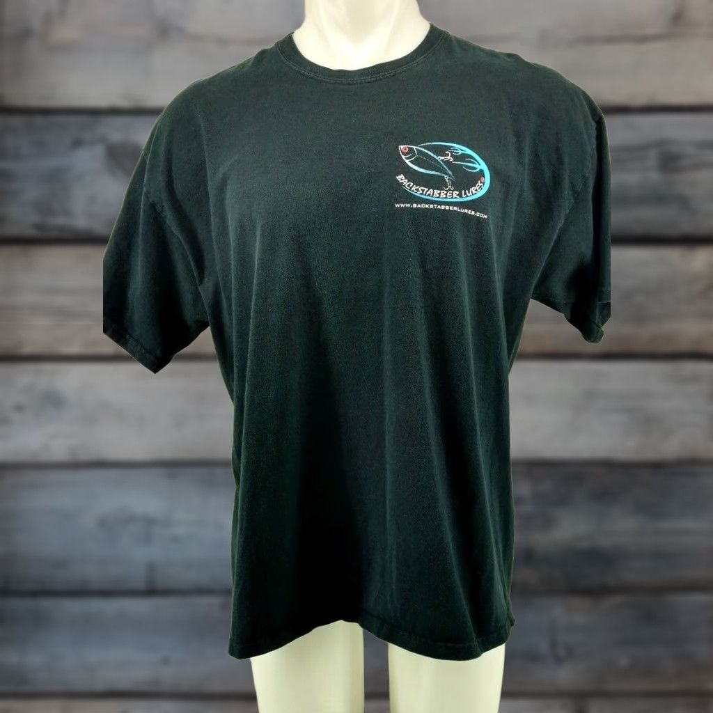 Gildan Mens Shirt XL Backstabber Lures Black Gildan Regular Cotton T-Shirt Mens Size US XL / EU 56 / 4 - 1 Thumbnail