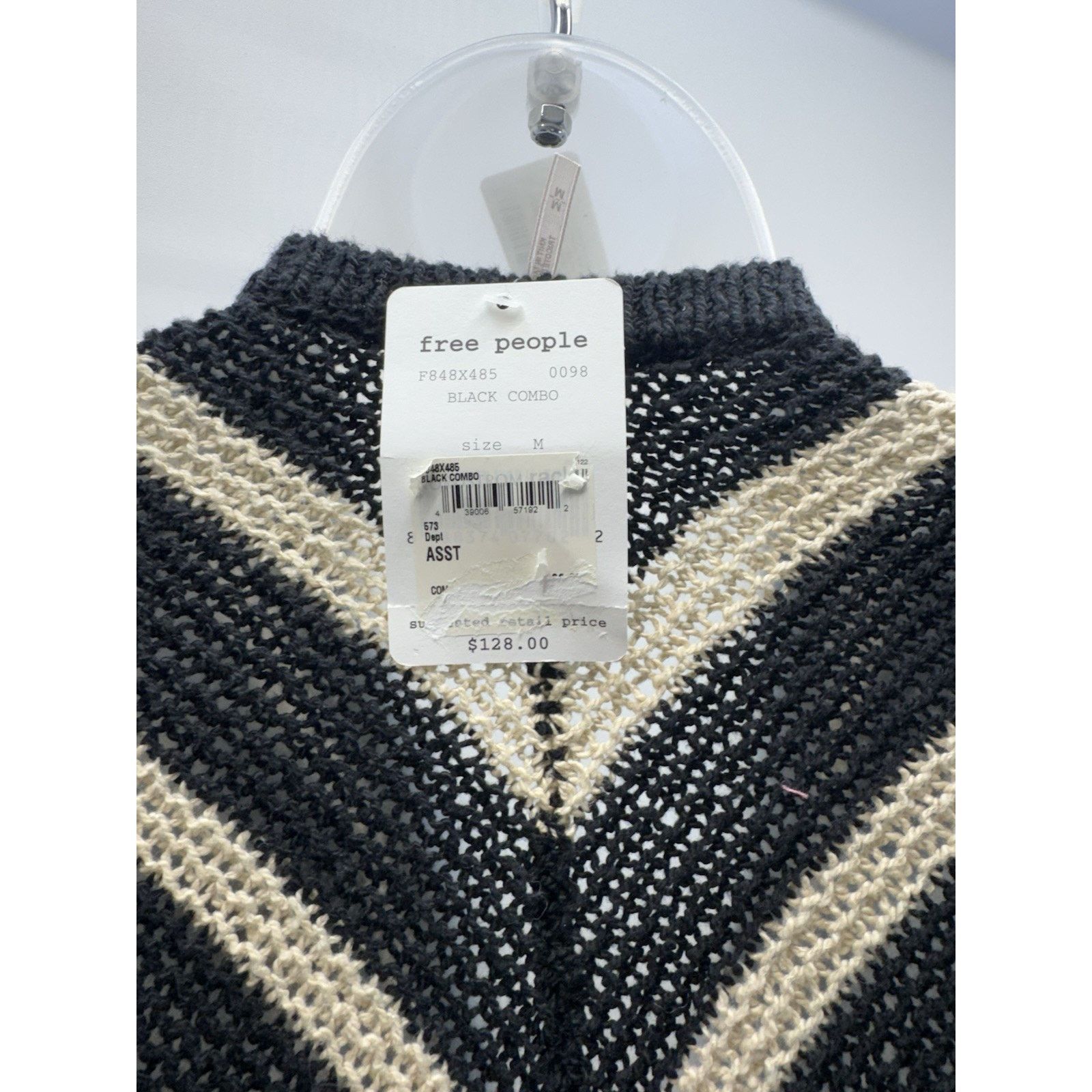 Free People Free People Black Beige Chevron Strip Cardigan Sweater Size M / US 6-8 / IT 42-44 - 4 Thumbnail