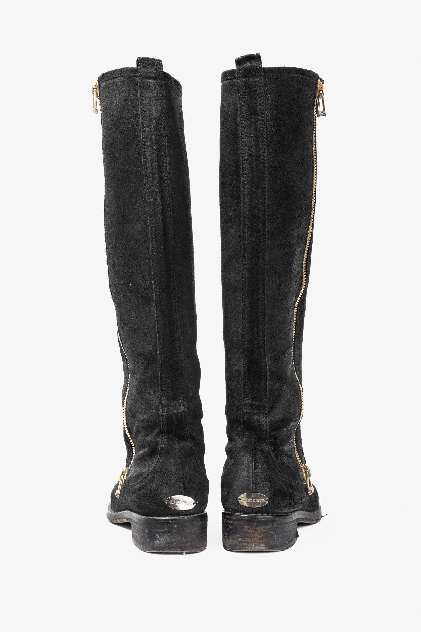 Jimmy Choo Jimmy Choo Doreen Black Rugged Suede Knee-High Boots Size US 7 / IT 37 - 3 Thumbnail