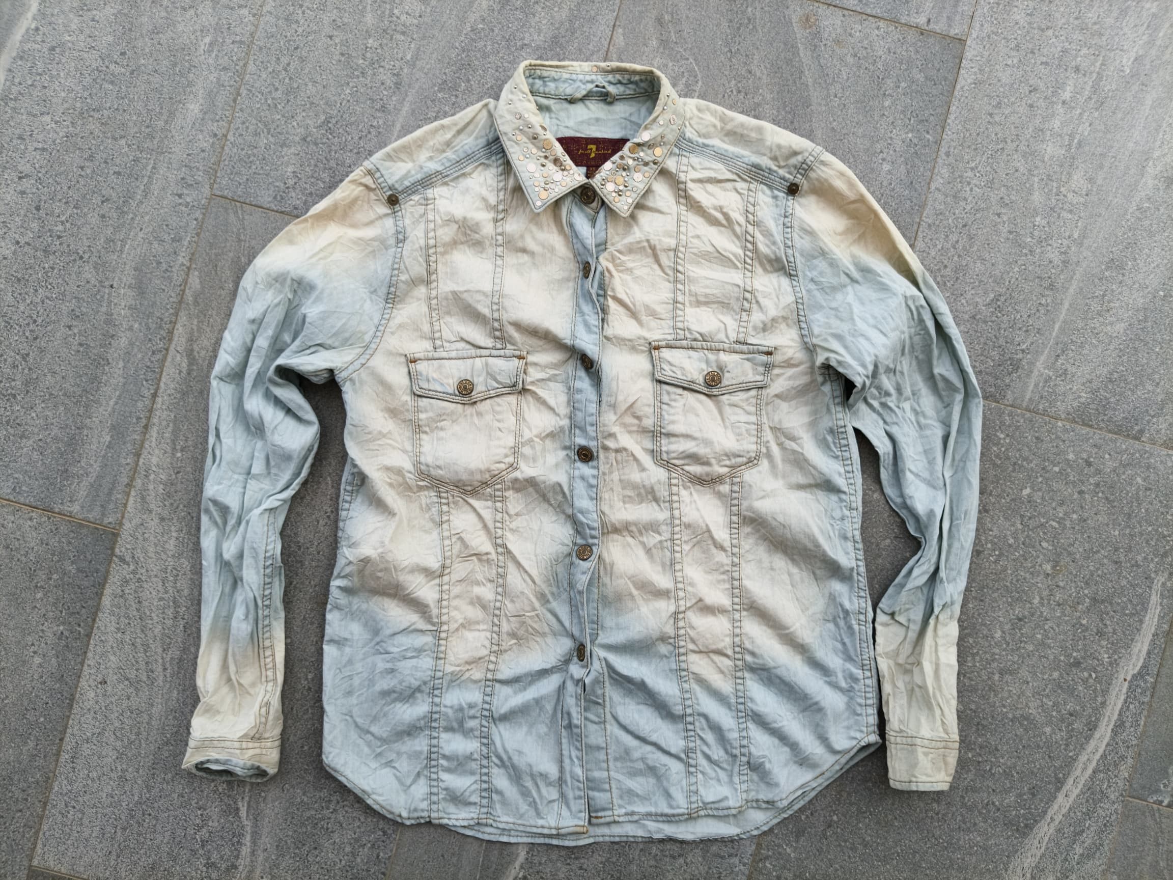 7 For All Mankind 7 For All Mankind Studded Long Sleeve Shirt Size US XS / EU 42 / 0 - 1 Thumbnail