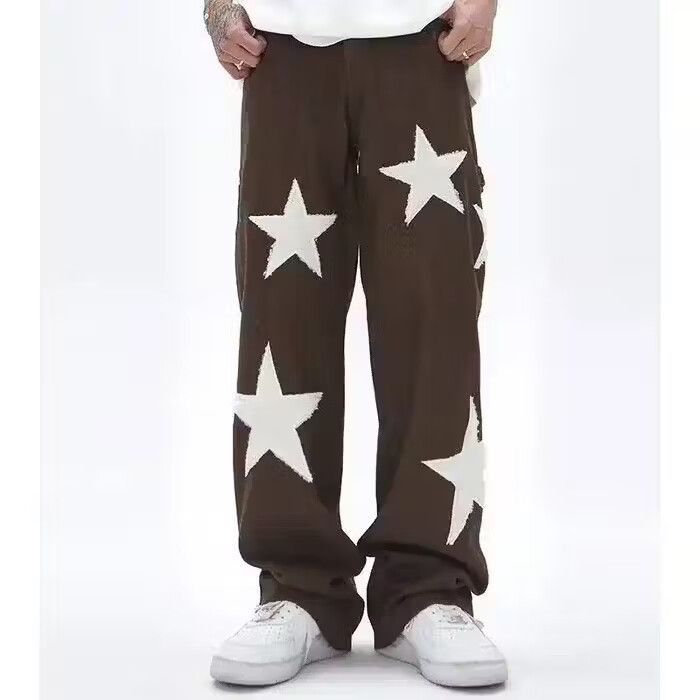 image of Vintage Punk Pants With Stars in Brown, Men's (Size 32)