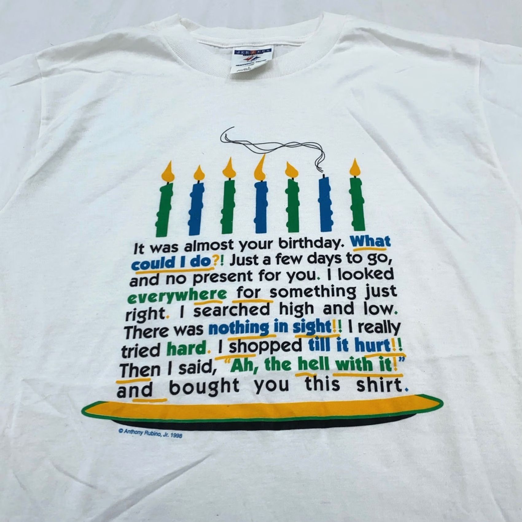 Vintage VINTAGE Funny Bad Birthday Gift Present T-Shirt S Mens White 80s 90s Crew Neck Short Sleeve Cotton Vintage Shirt Mens Size US S / EU 44-46 / 1 - 2 Thumbnail