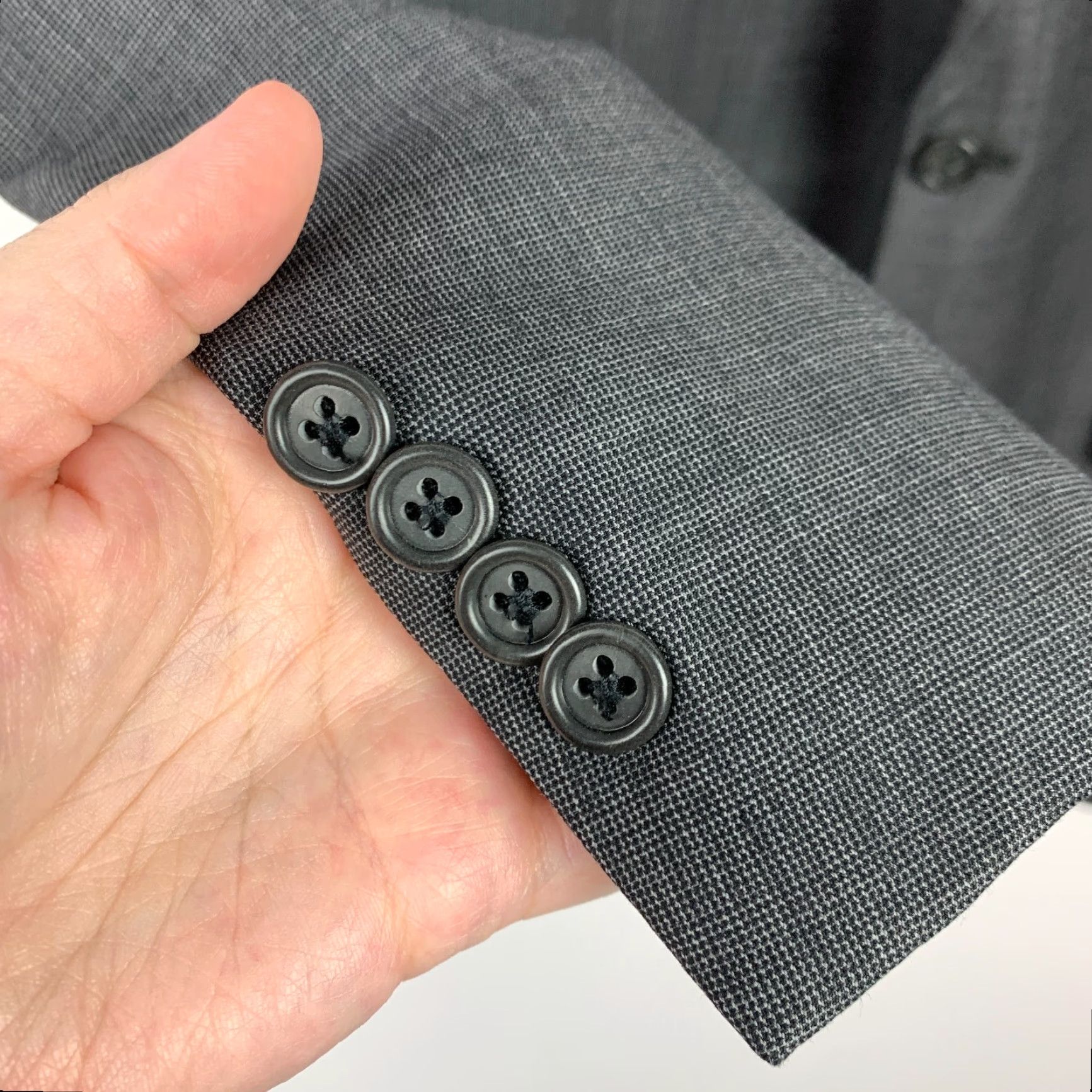 Hart Schaffner Marx VINTAGE Hart Schaffner Marx Nordstrom Gold Trumpeter Blazer Suit Sport Coat 43R Gray Mens Jacket 1990s Size 46R - 4 Thumbnail