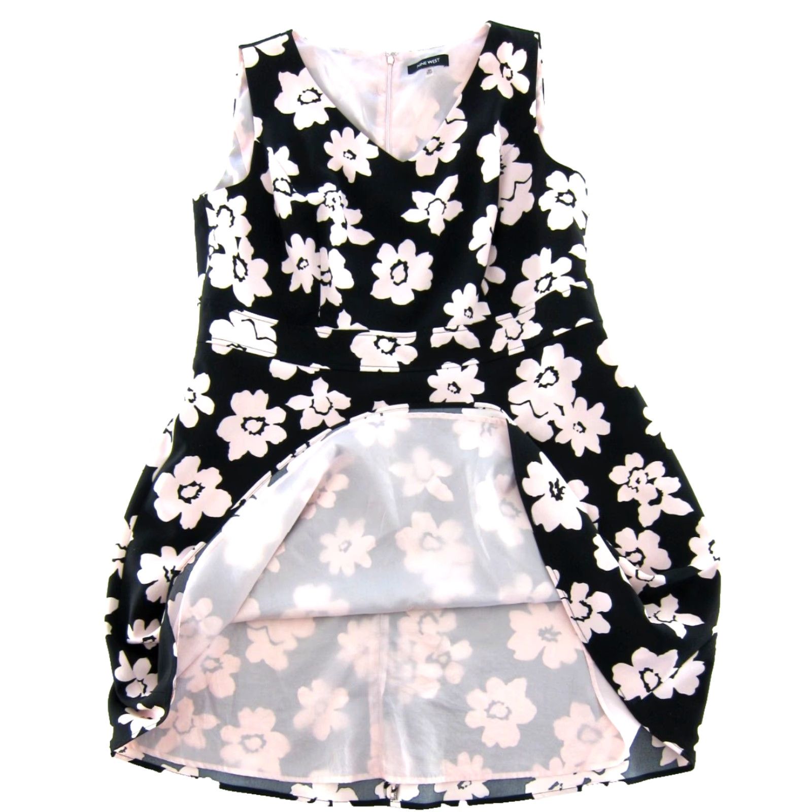 Nine West Nine West Pink Black Floral Sleeveless V-Neck Sheath Sun Dress Women 18W Size XXL / US 16-18 / IT 52-54 - 5 Thumbnail