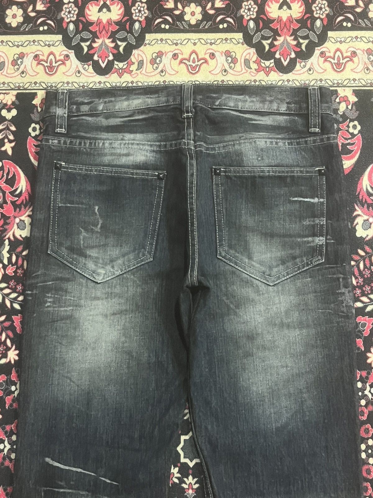 Le Grande Bleu (L.G.B.) Japan Kyohei Dark Washed Studded Pocket Slim Straight Jeans Size US 34 / EU 50 - 7 Thumbnail