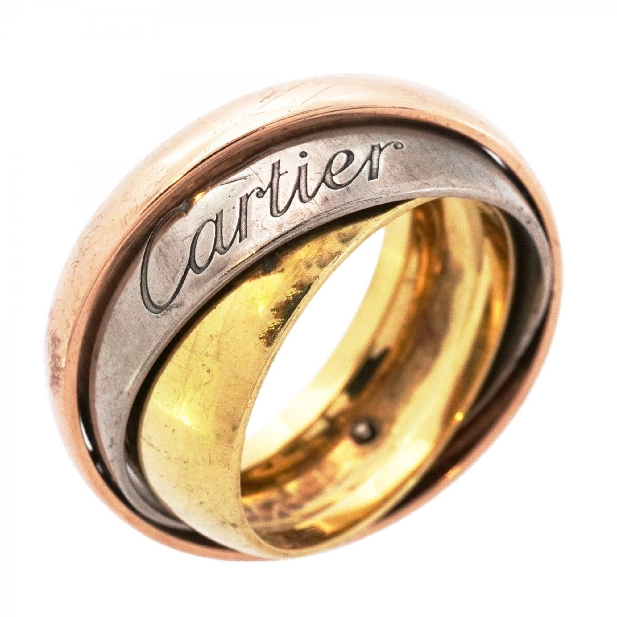 Cartier Trinity Must Essence Ring 18K Yellow Gold White Pink #61 Men's