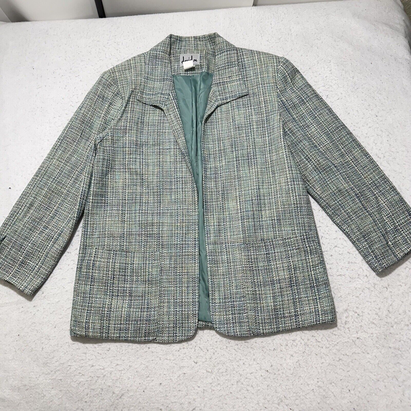 Other David N 8 Pure Silk Blazer Jacket Tweed Green Striped Coat Size M / US 6-8 / IT 42-44 - 1 Thumbnail