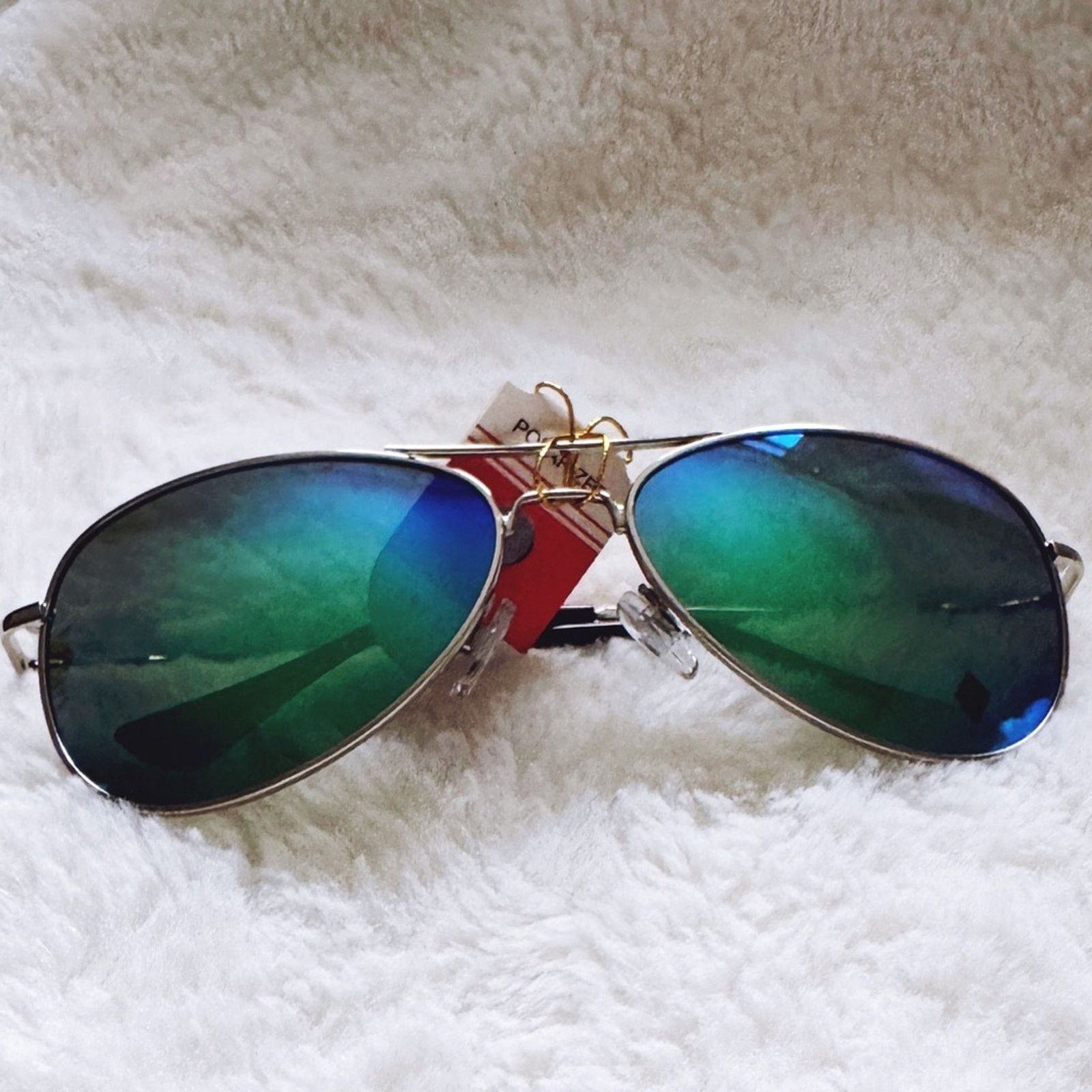 Other Zuri Silver w/ Green & Blue Lense Mirrored Sunglasses Size ONE SIZE - 1 Thumbnail