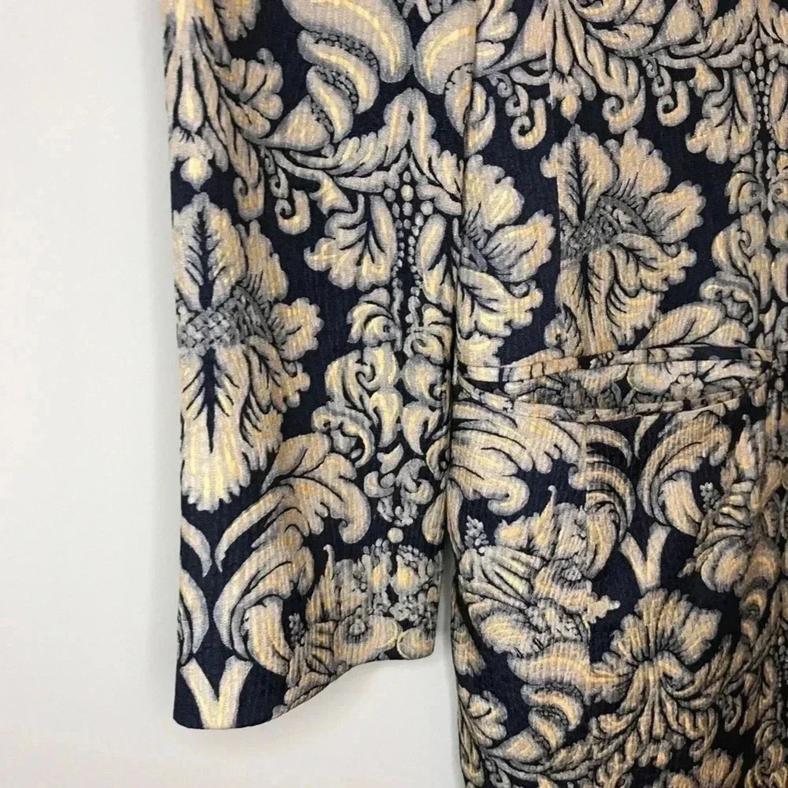 Other Dana Buchman Silk Floral Damask Long Jacket Coat Size S / US 4 / IT 40 - 9 Thumbnail