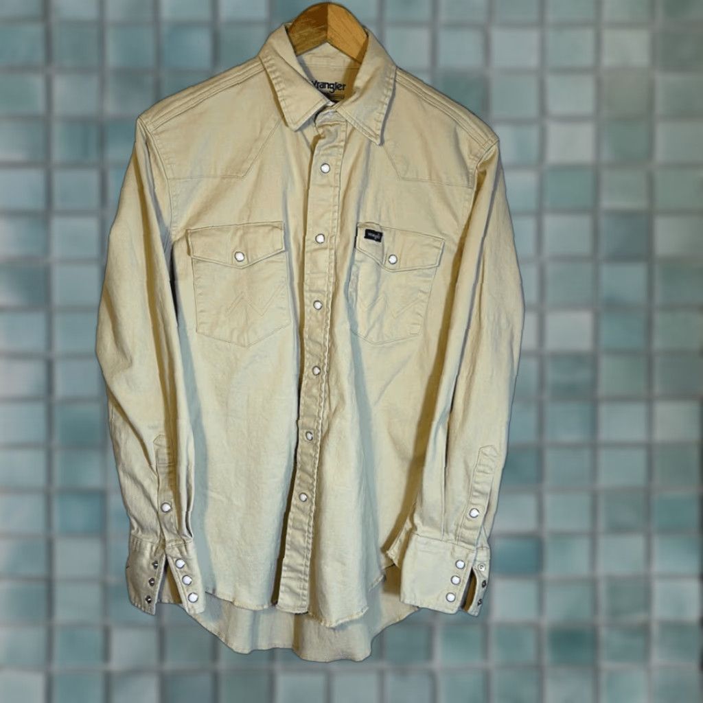Wrangler Wrangler Shirt Men Medium M Cream Multicolor Pearl Snap Soft Premium Performance Advanced Comfort Long Sleeve Button-Up Size US M / EU 48-50 / 2 - 1 Thumbnail