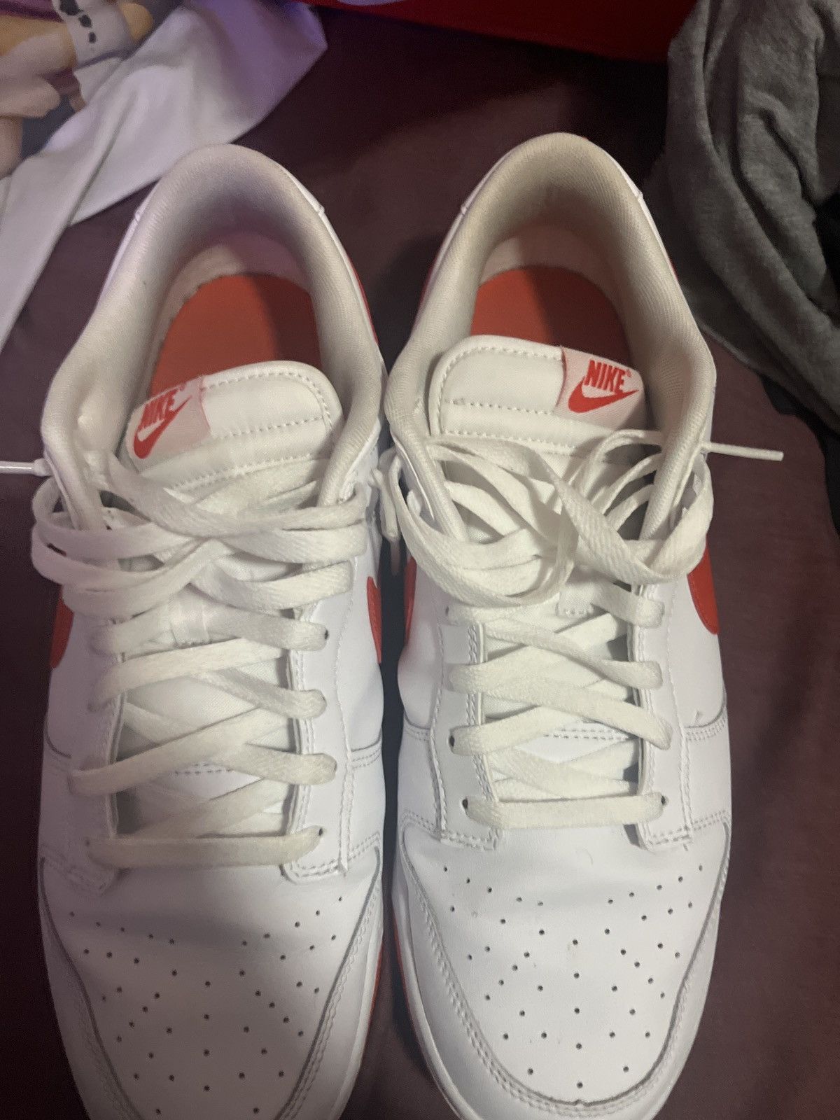 Nike Nike dunk low white/Red Picante Size US 12.5 / EU 45-46 - 3 Thumbnail