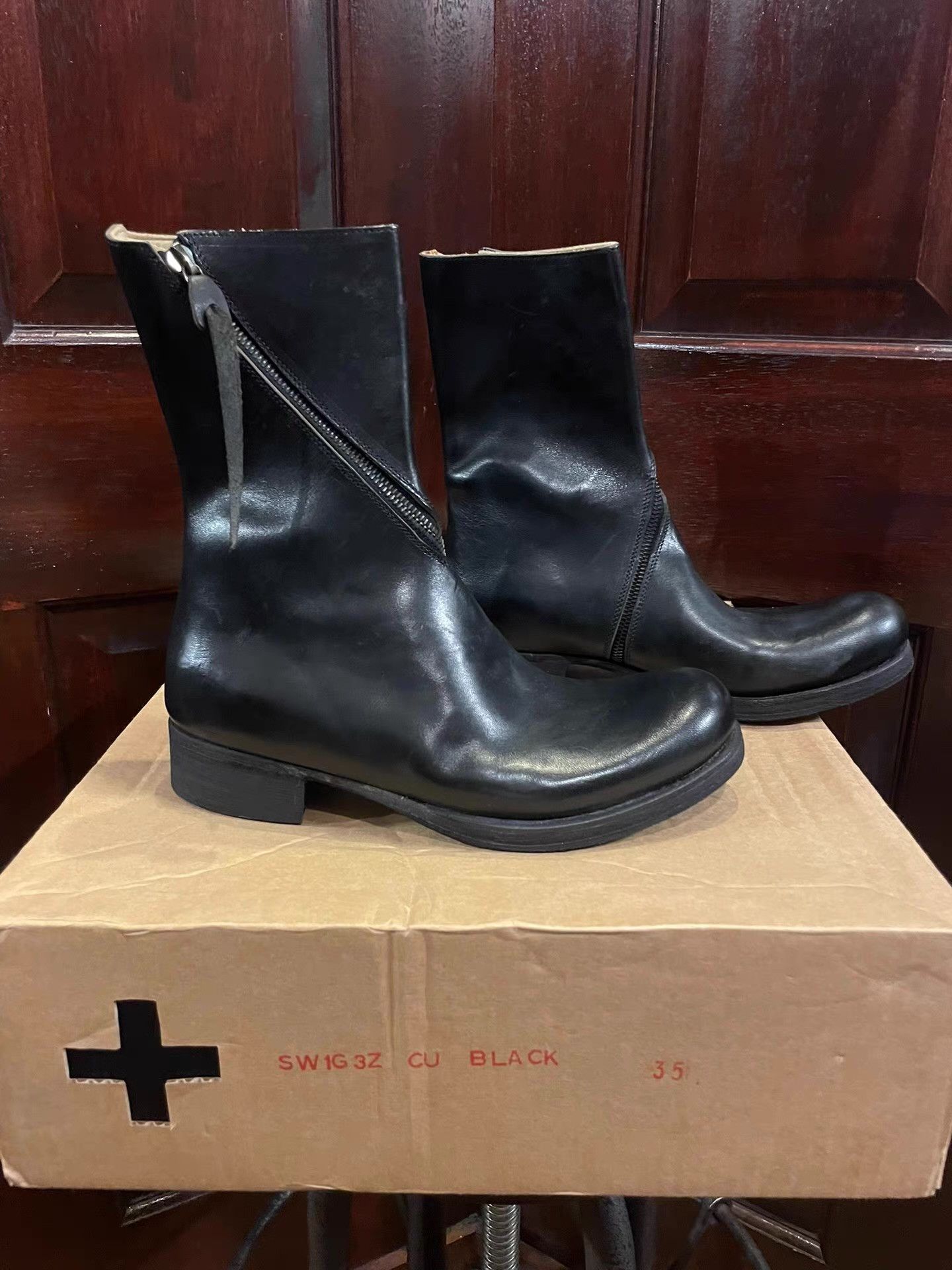 Ma+ m.a+ Women's Side-Zip Tall Boots, Black Swivel Zipper Ｑ25 Size US 5 / IT 35 - 2 Thumbnail