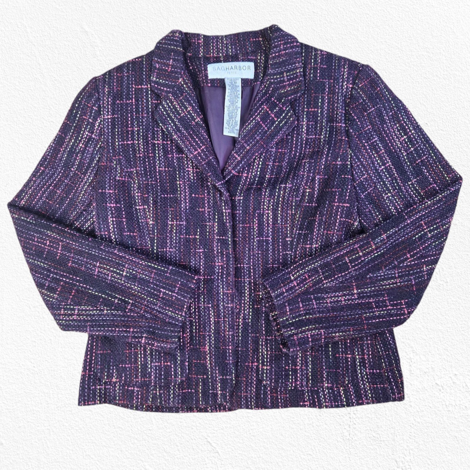 Other Y2K Purple Multi Boucle Blazer Tweed Jacket Size 8P Size M / US 6-8 / IT 42-44 - 2 Thumbnail