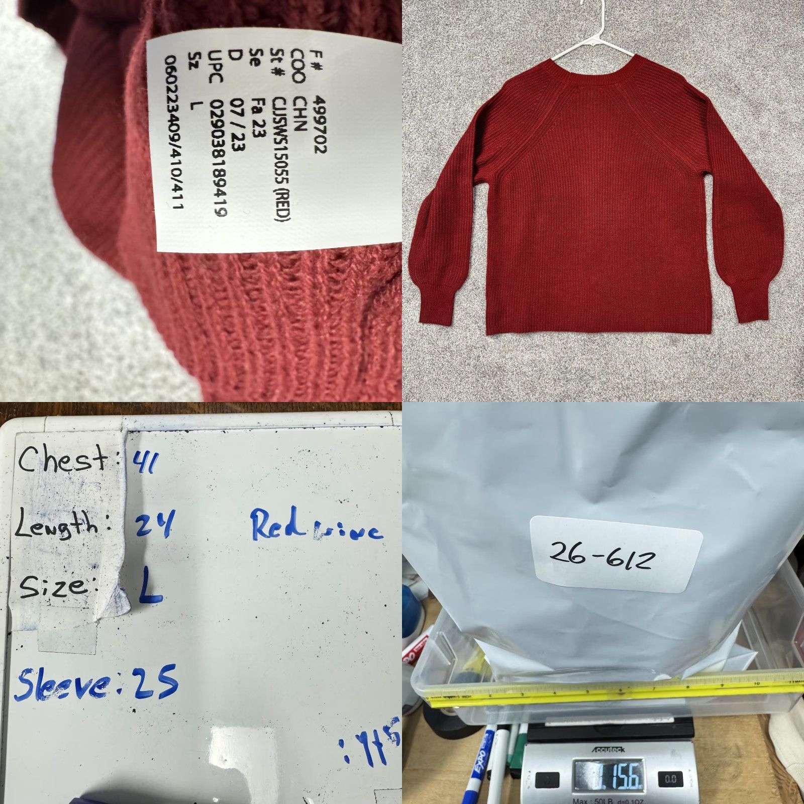 Jessica Simpson JESSICA SIMPSON Sweater L Red Wine Crew Neck Knit Raglan Long Sleeve Womens Casual Fall Winter Size L / US 10 / IT 46 - 8 Thumbnail