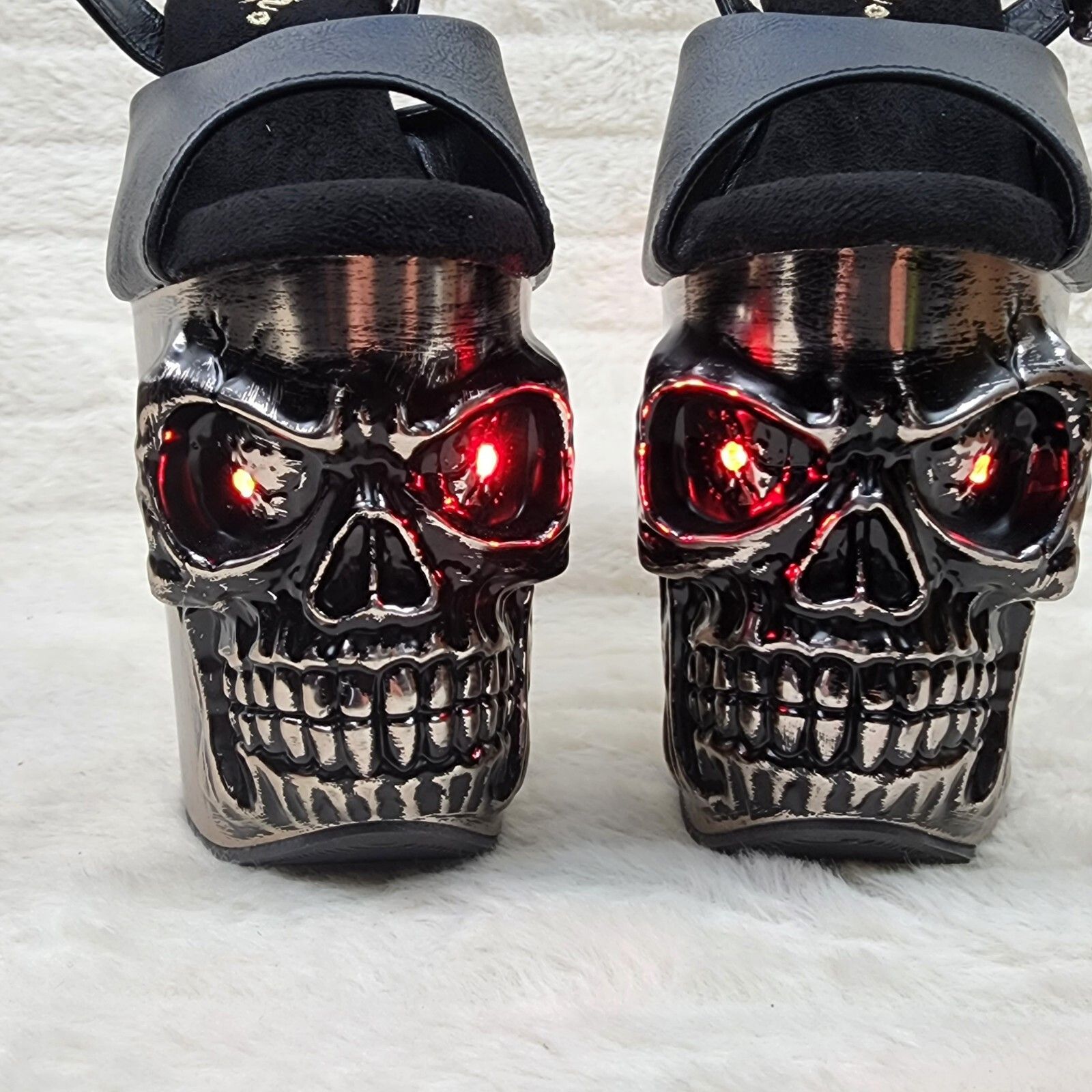 Other Rapture Black Matte Silver Skull & Bones 8" High Heel Platf Size US 6 / IT 36 - 4 Thumbnail
