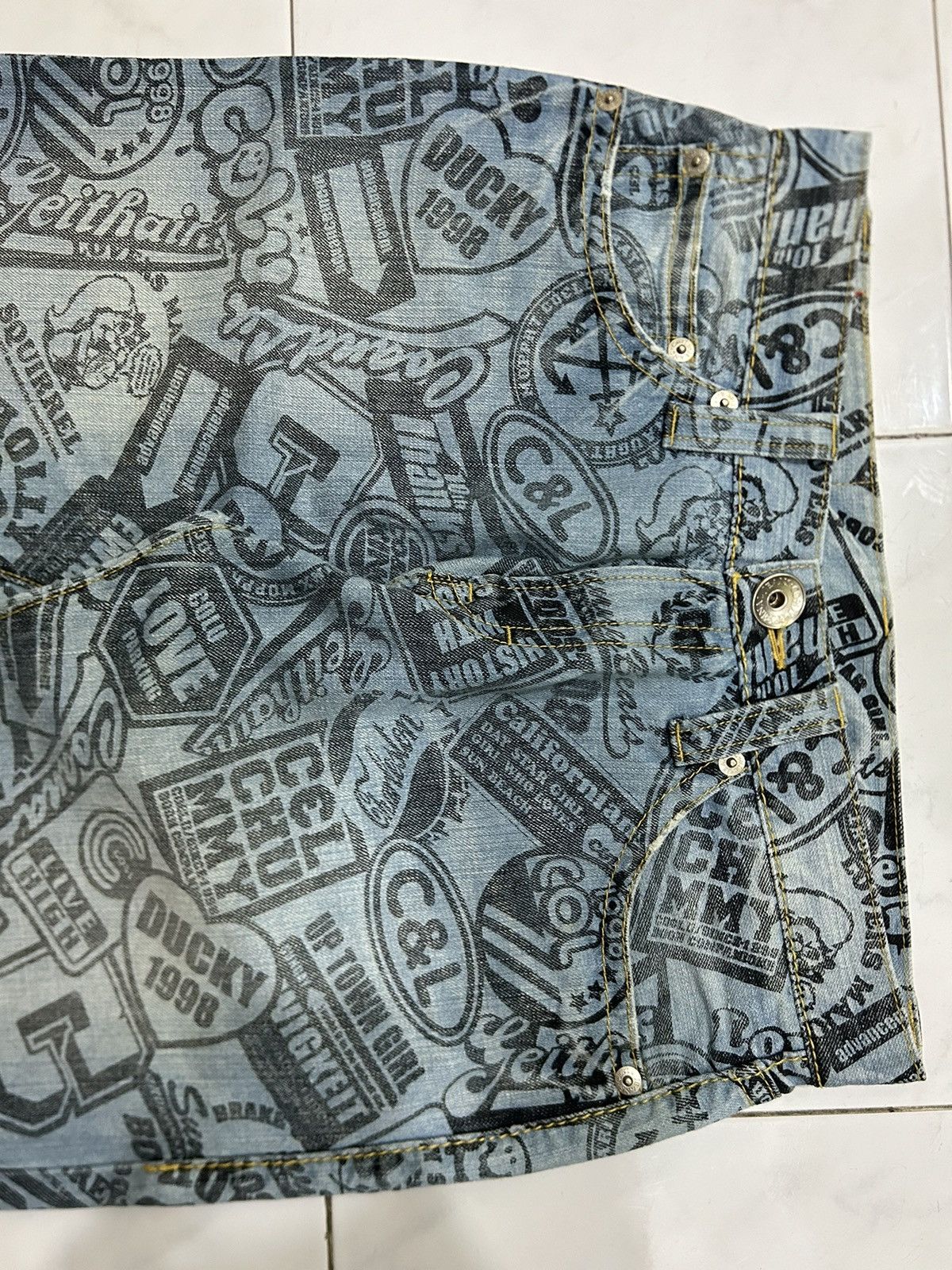 Japanese Brand Vintage Co&Lu Japan Printed All Over Jeans Size US 32 / EU 48 - 3 Thumbnail