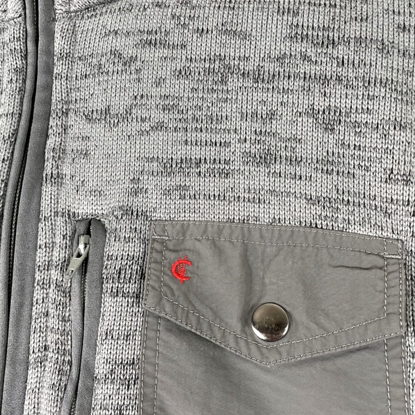 Vintage Criquet Jacket Mens Small Gray Full Zip Mock Neck Chest Pocket Fleece Quilted Stand-Up Collar Zip Snaps Logo Pocket Size US S / EU 44-46 / 1 - 5 Thumbnail