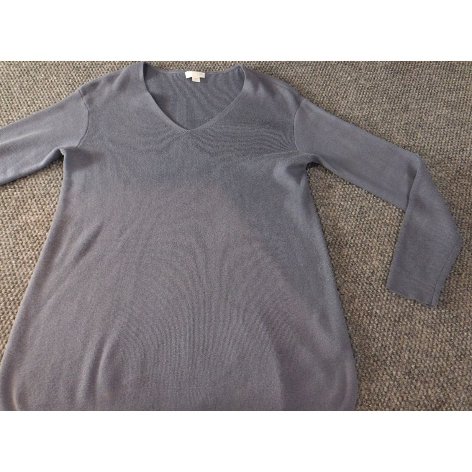 J. Jill J. Jill Sweater Pullover Raglan Sleeve V-Neck XS Blue Cable-Knit Women’s Regular Winter Stretch Size XS / US 0-2 / IT 36-38 - 3 Thumbnail