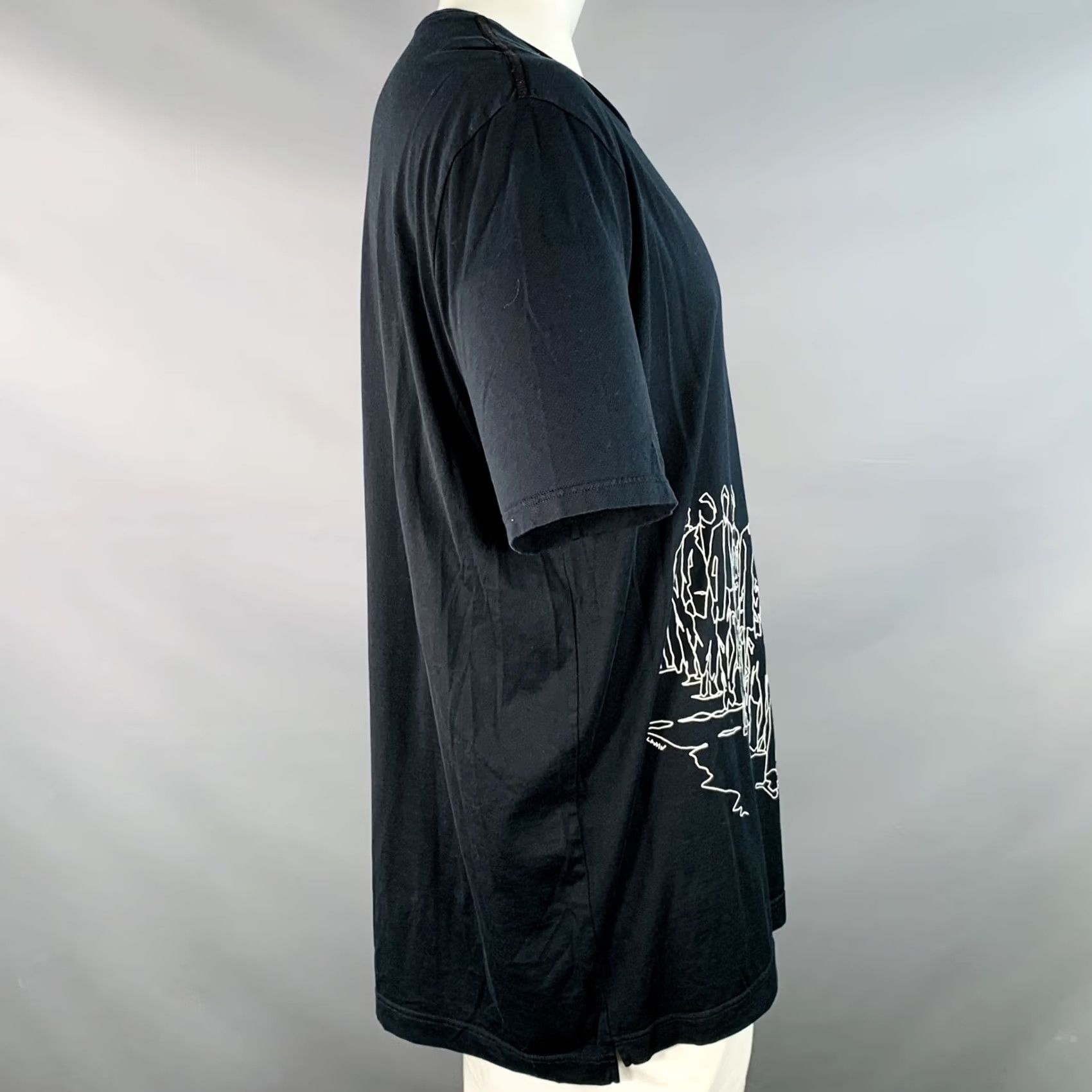 Lanvin LANVIN Size XXXL Black White Line Drawing Cotton Crew Neck Shirt Size US XXL / EU 58 / 5 - 3 Thumbnail