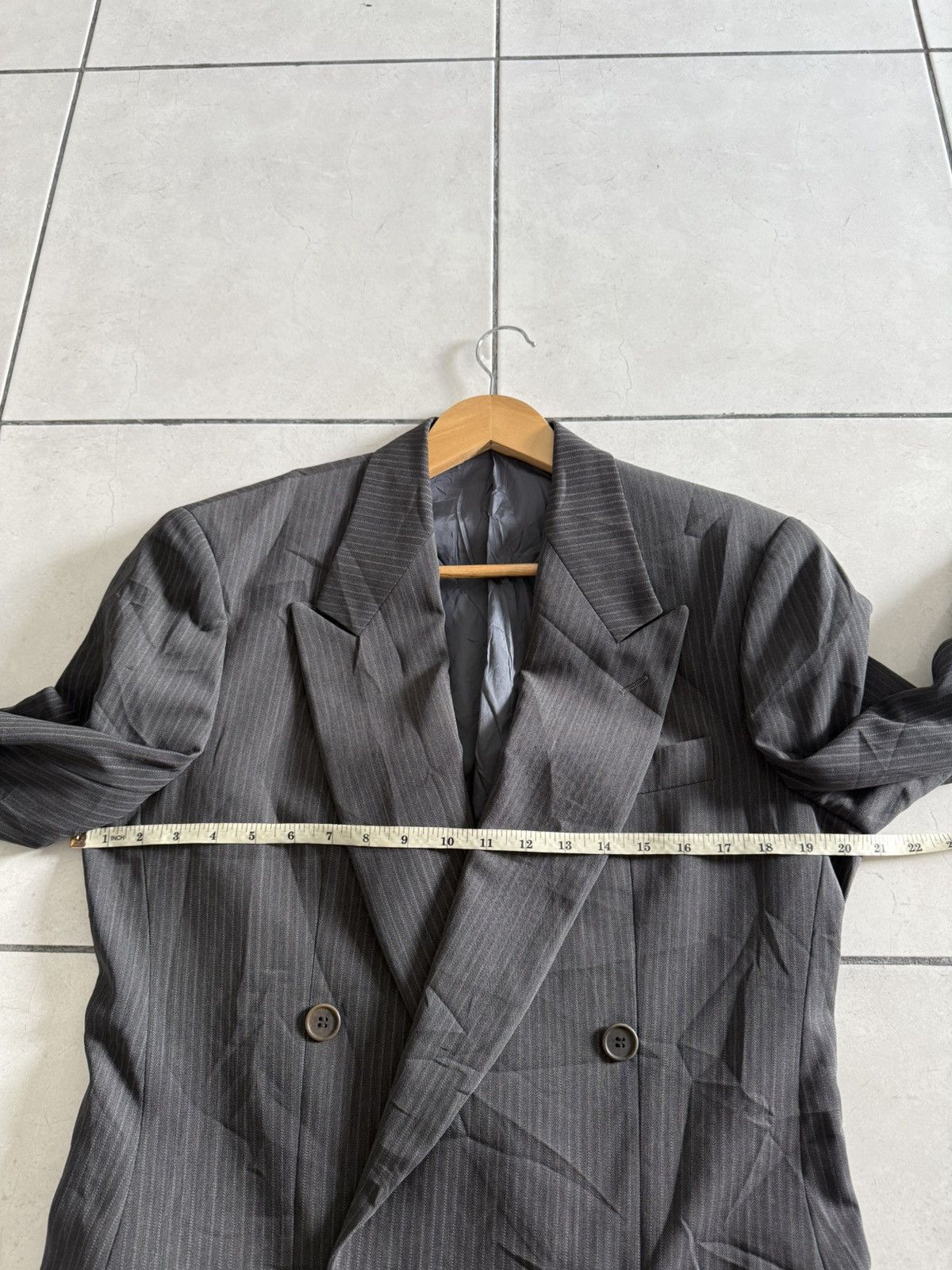 Giorgio Armani Vintage Giorgio Armani Double Breasted Stripe Blazer Size 44R - 14 Thumbnail