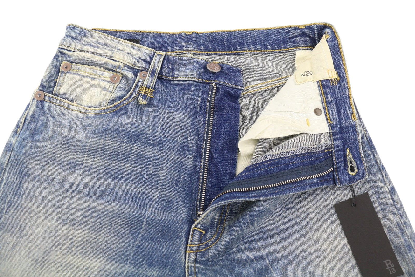 R13 JANE 27 Kelly Stretch Flared Washed Faded Zip 85429 Size 27" / US 4 / IT 40 - 5 Thumbnail