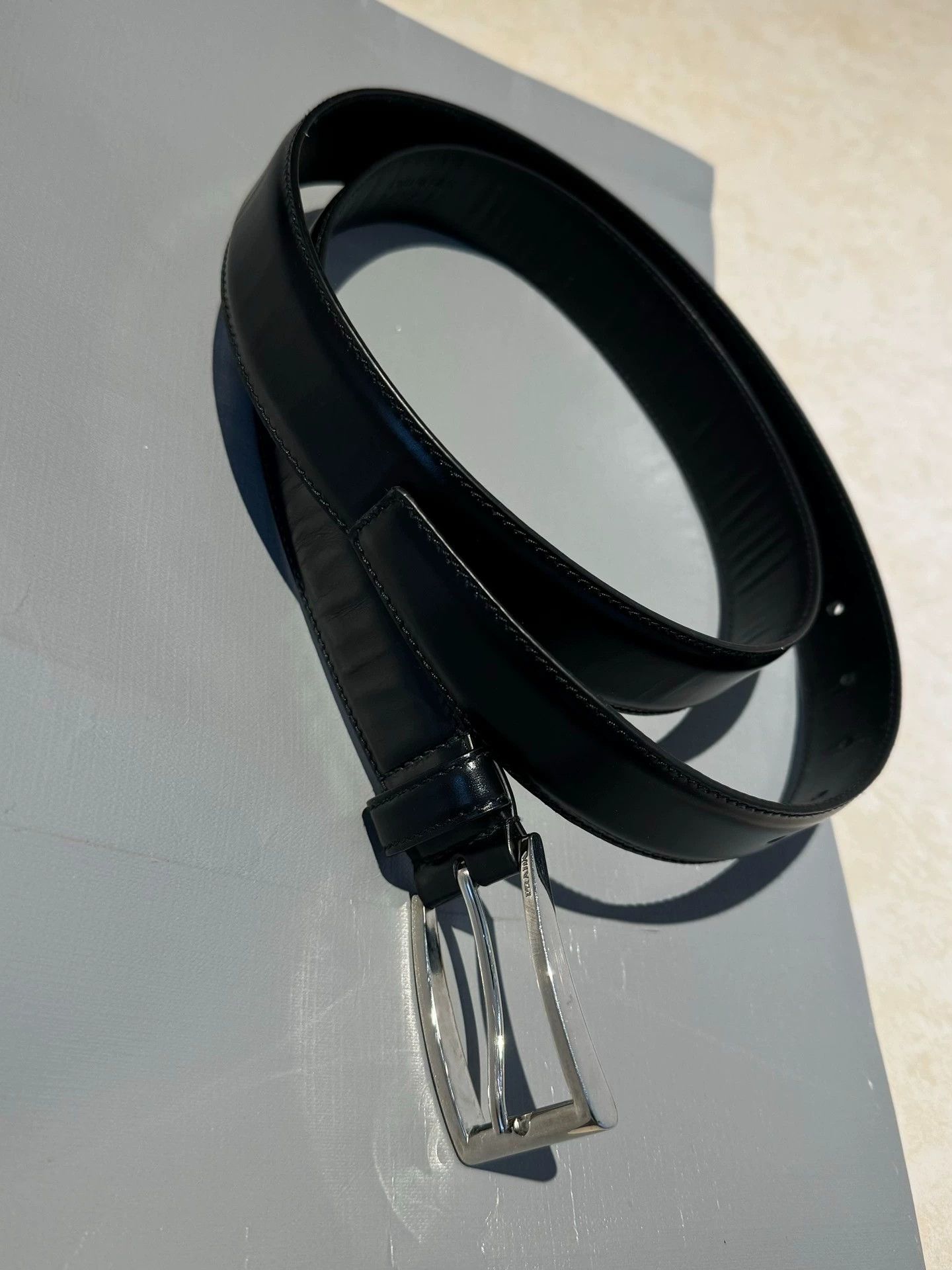 Prada Prada Stitched Belt Black Soft Leather Unisex 9/10 Size ONE SIZE - 1 Thumbnail