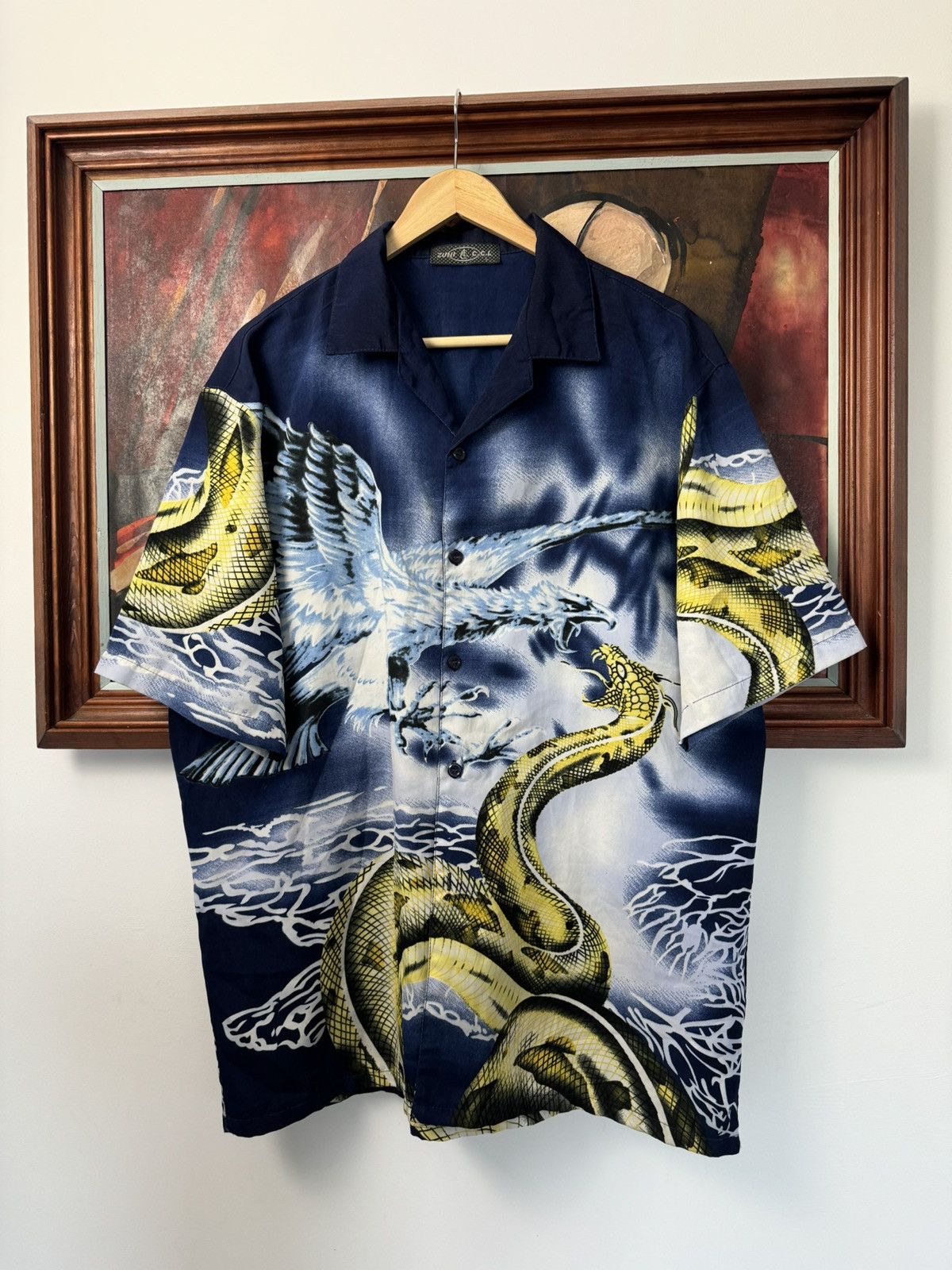 Vintage Vintage m Japanesse Dragon Eagle Alternative Button Up Shirt Size US L / EU 52-54 / 3 - 1 Thumbnail