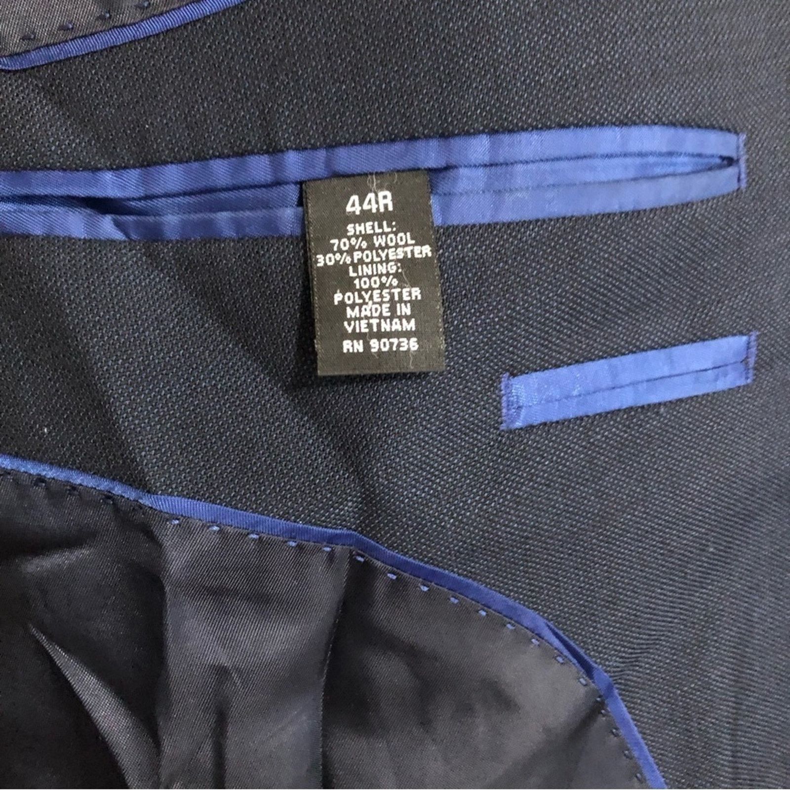 Alfani Alfani Classic Fit Dark Navy Blue Two Button Suit Jacket Size 44R - 6 Thumbnail