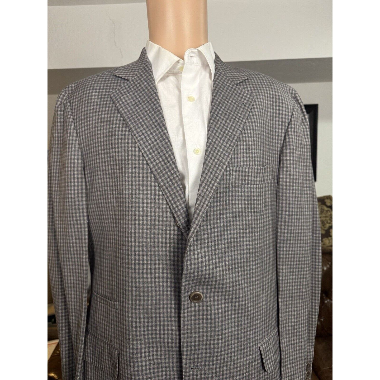 Brunello Cucinelli Brunello Cucinelli Linen Wool Silk Gingham blazer 52/42 Size 42R - 3 Thumbnail