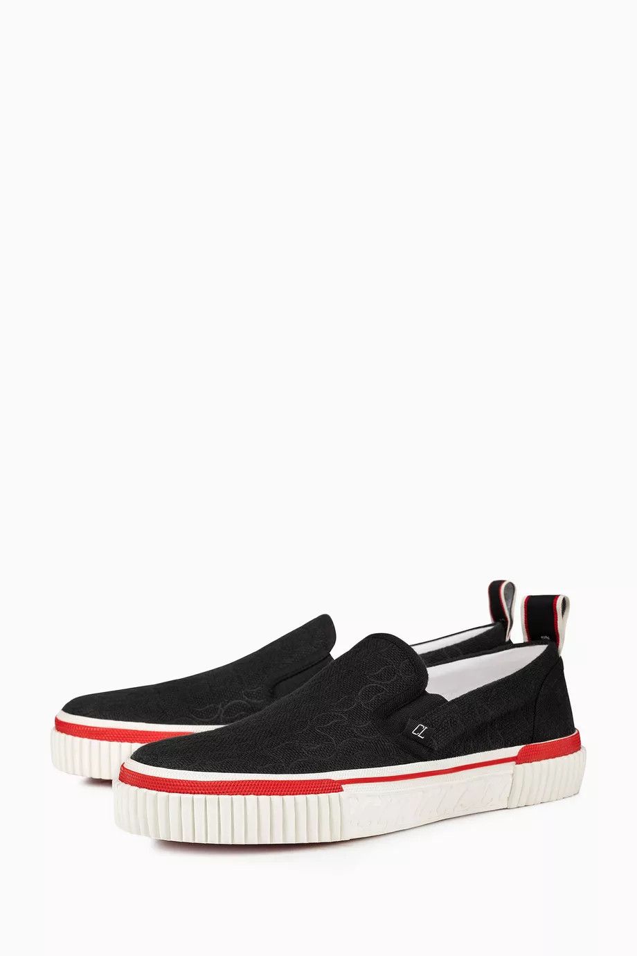 Christian Louboutin oc11z0125 Pedro Boat Sneakers In Jacquard in Black Size US 11 / EU 44 - 1 Thumbnail