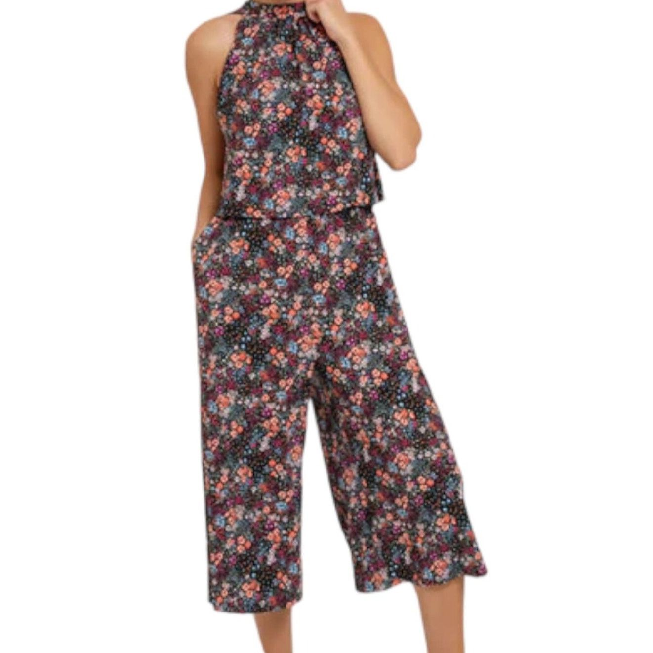 Other Leota Black Floral Skyler Cropped Jumpsuit, S Size 27" / US 4 / IT 40 - 3 Thumbnail
