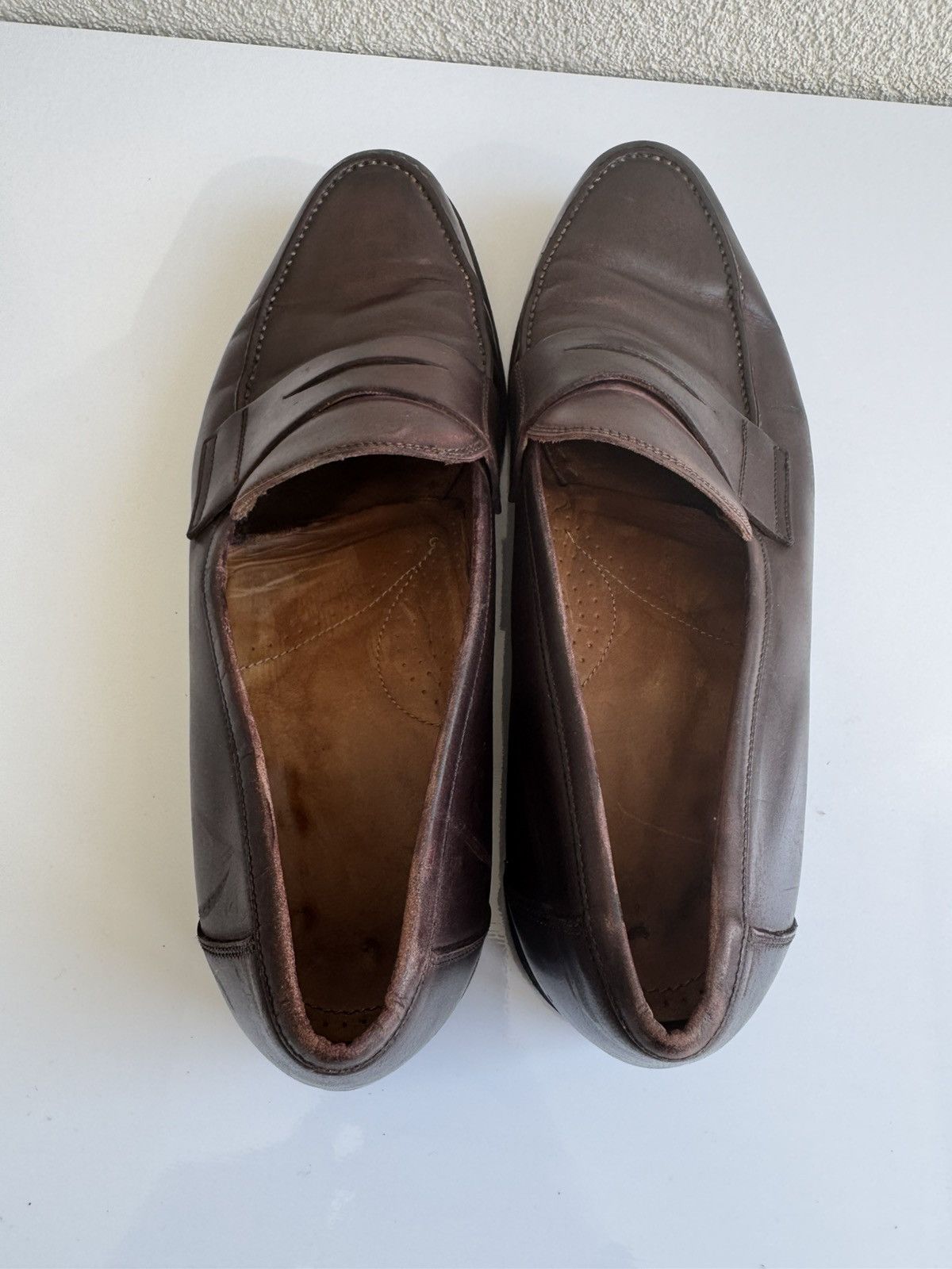 Vintage Brown Leather Penny Loafers Classic Slip On Italy Size US 9 / EU 42 - 11 Thumbnail