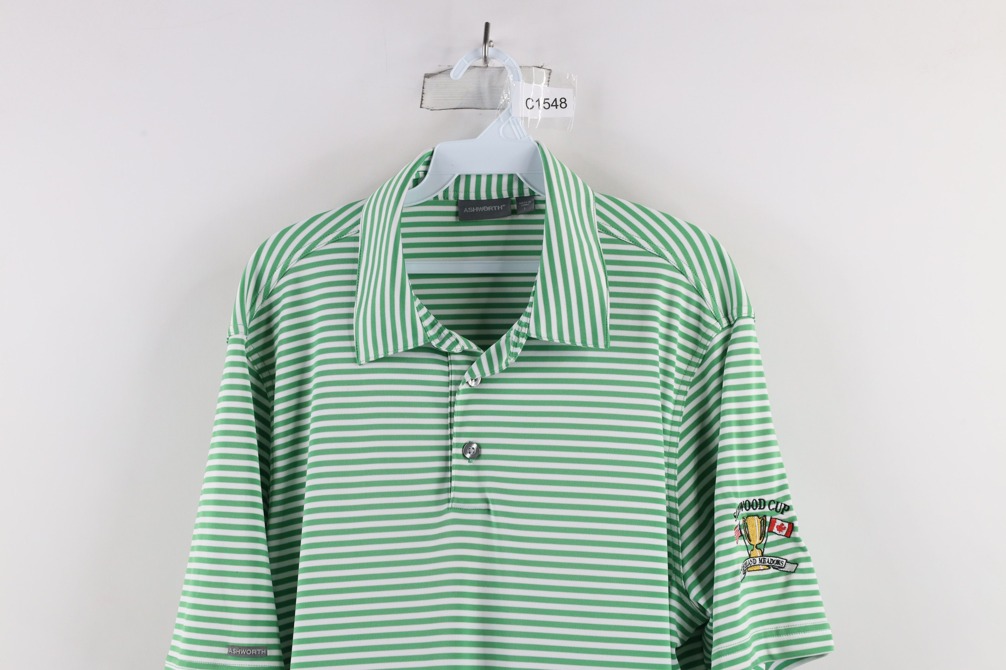 Ashworth × Vintage Ashworth Sylwood Cup Highland Meadows Golf Polo Striped Size US L / EU 52-54 / 3 - 2 Thumbnail