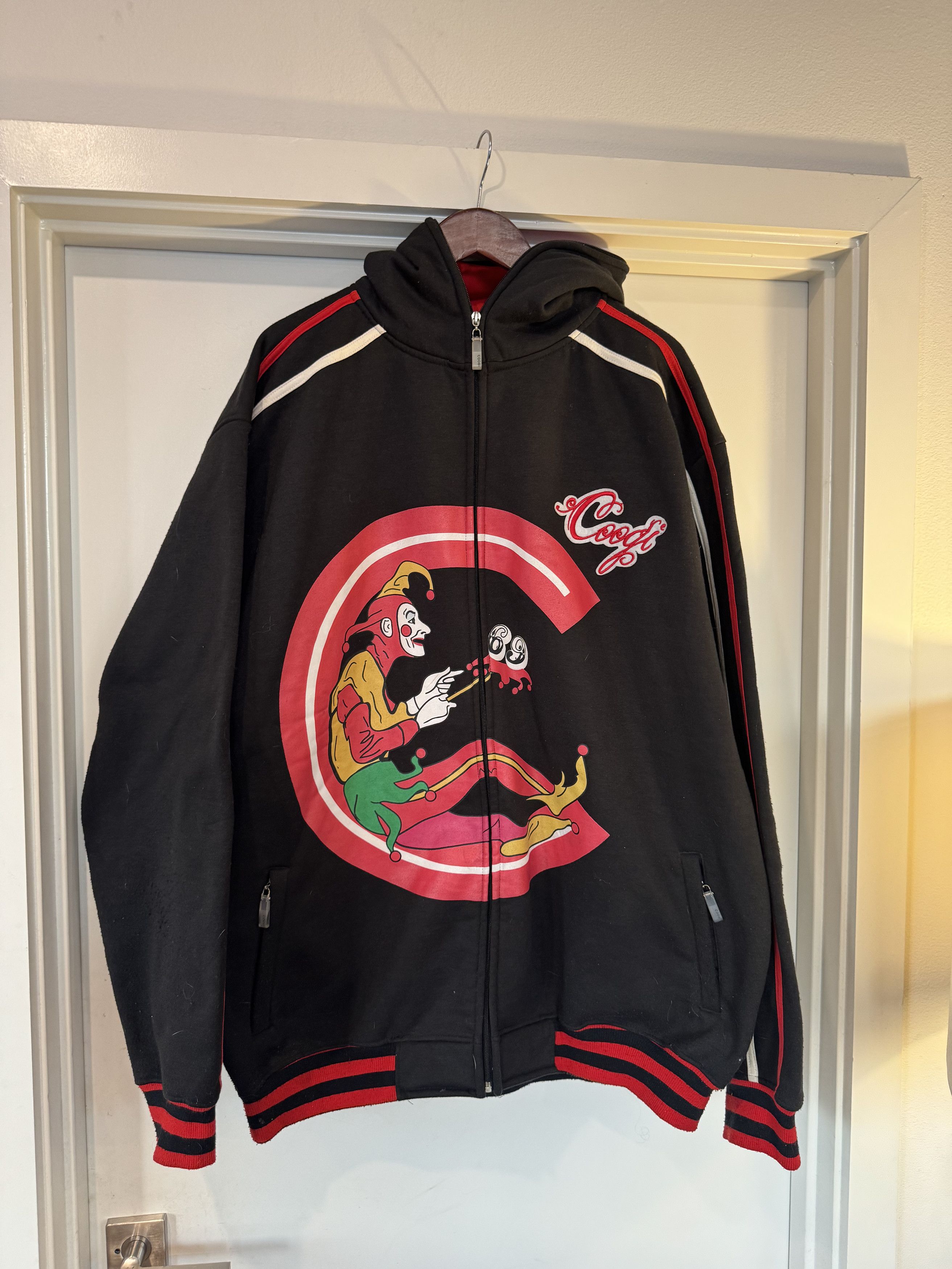 VINTAGE COOGI JESTER JOKER 69 FULL FACE ZIP HOODIE SIZE 4XL