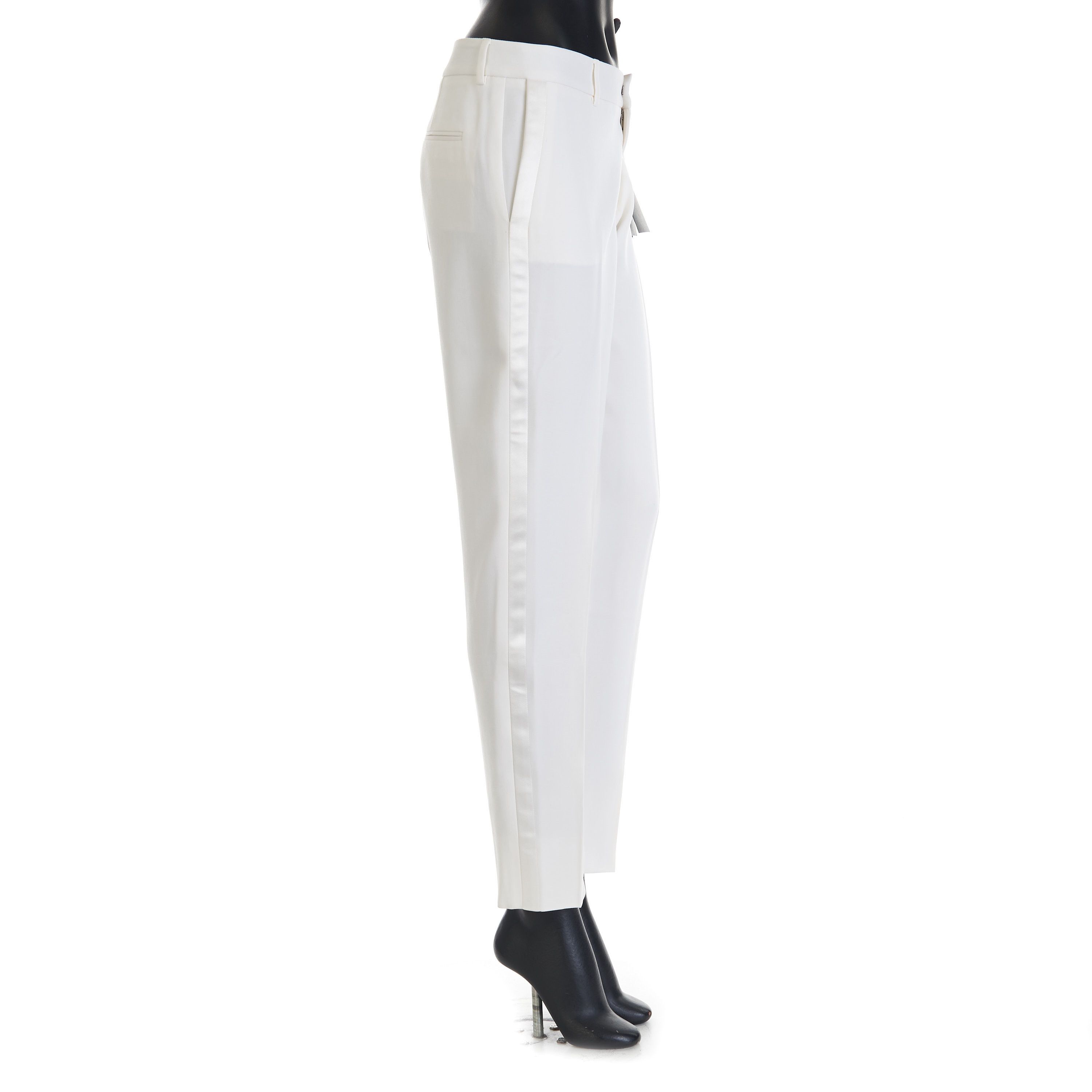 Saint Laurent Paris Tuxedo Pants In Grain De Poudre Wool With Satin Stripe Size 30" / US 8 / IT 44 - 7 Thumbnail