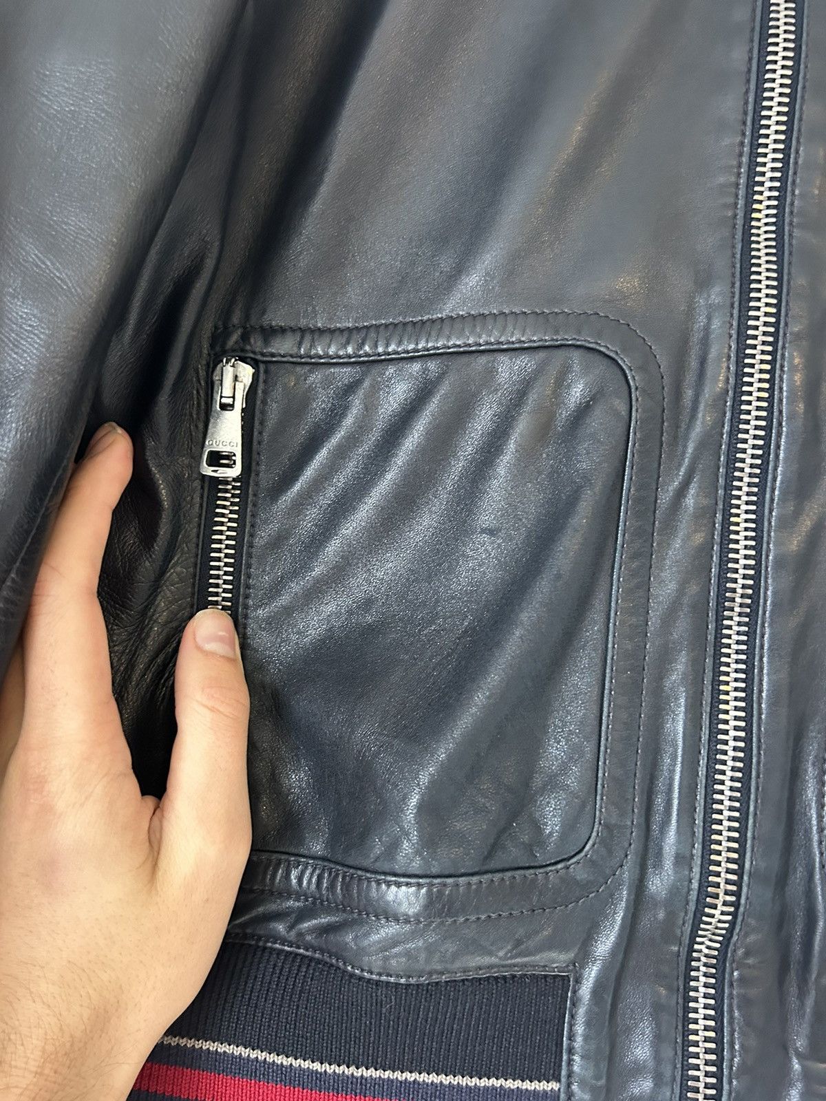 Gucci Gucci Black Lambskin Leather Bomber Jacket - Size IT 46 Size US S / EU 44-46 / 1 - 9 Thumbnail